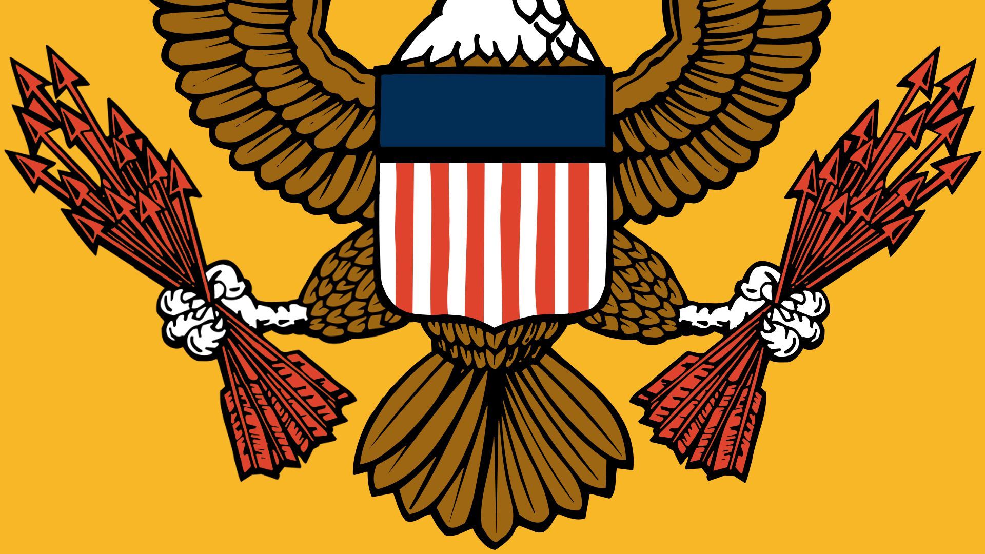 Illustration of the eagle from the SEC logo with arrows in both talons instead of an olive branch.