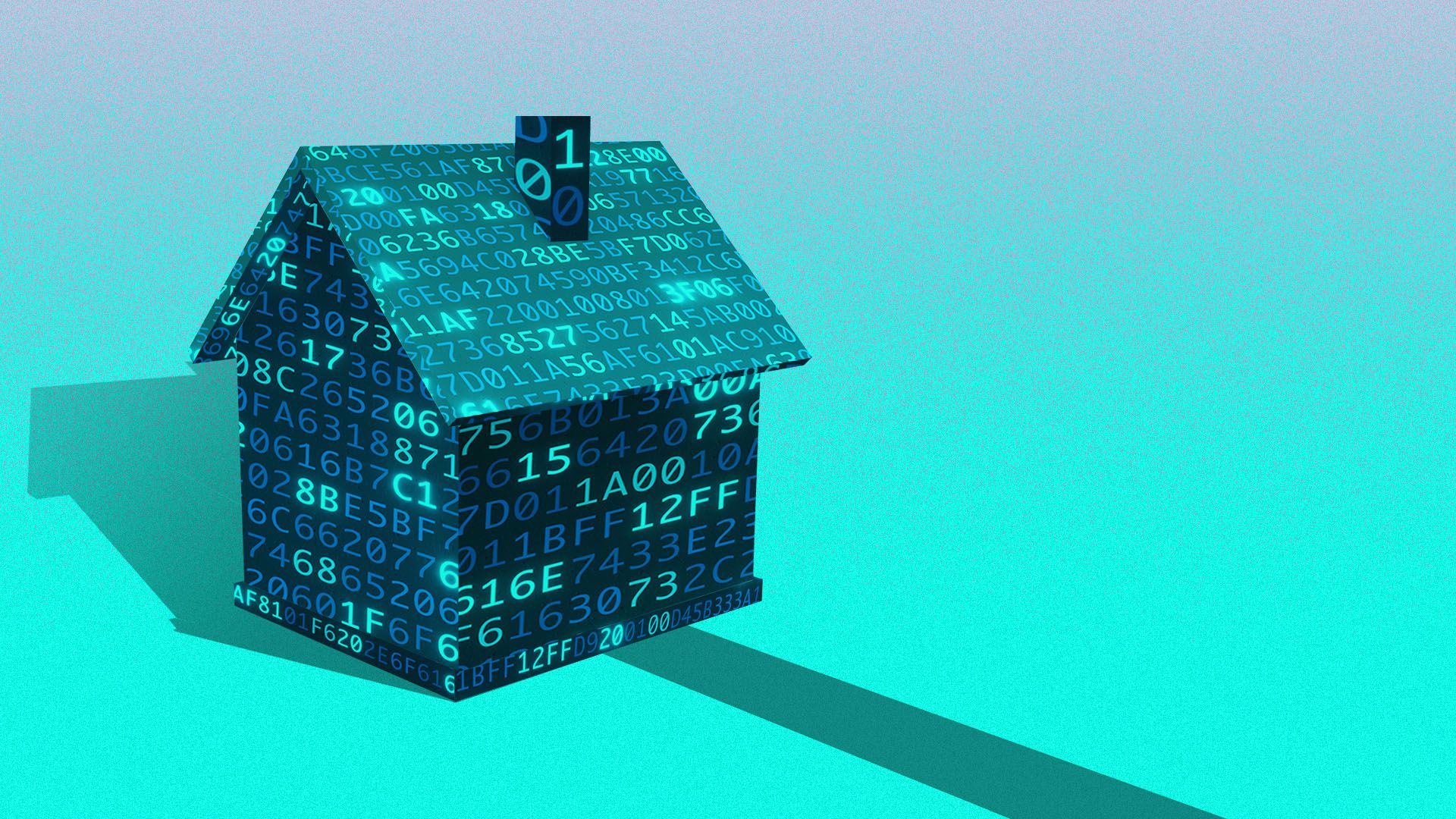 Illustration of a house made out of computer code