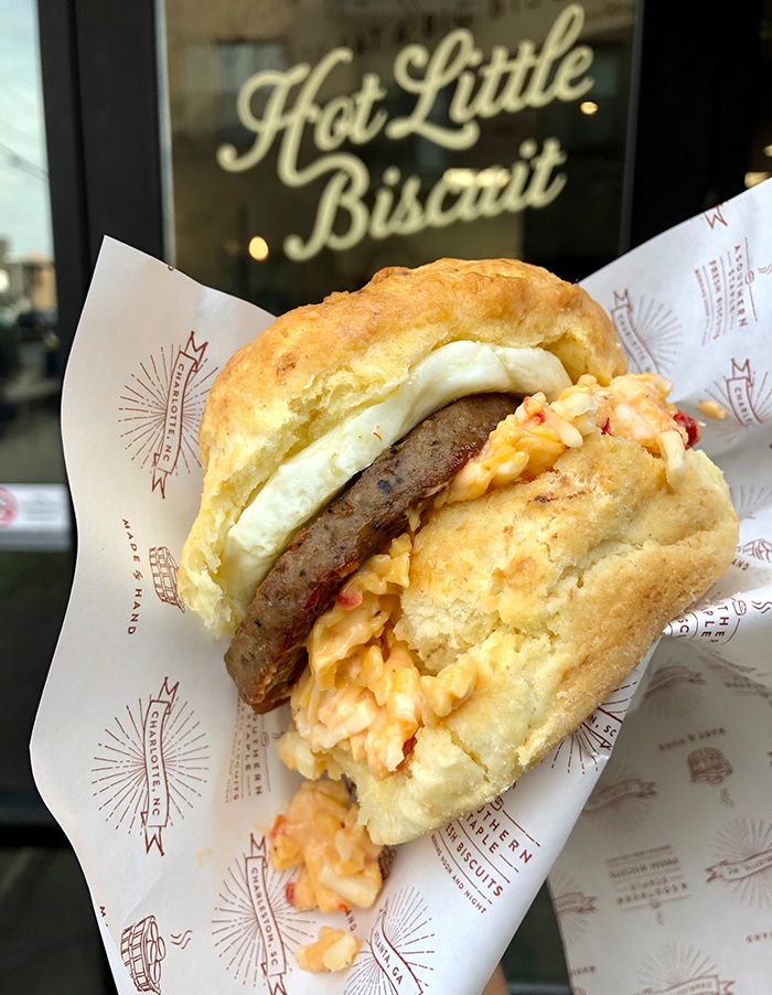 sausage egg and cheese at callie hot biscuit charlotte