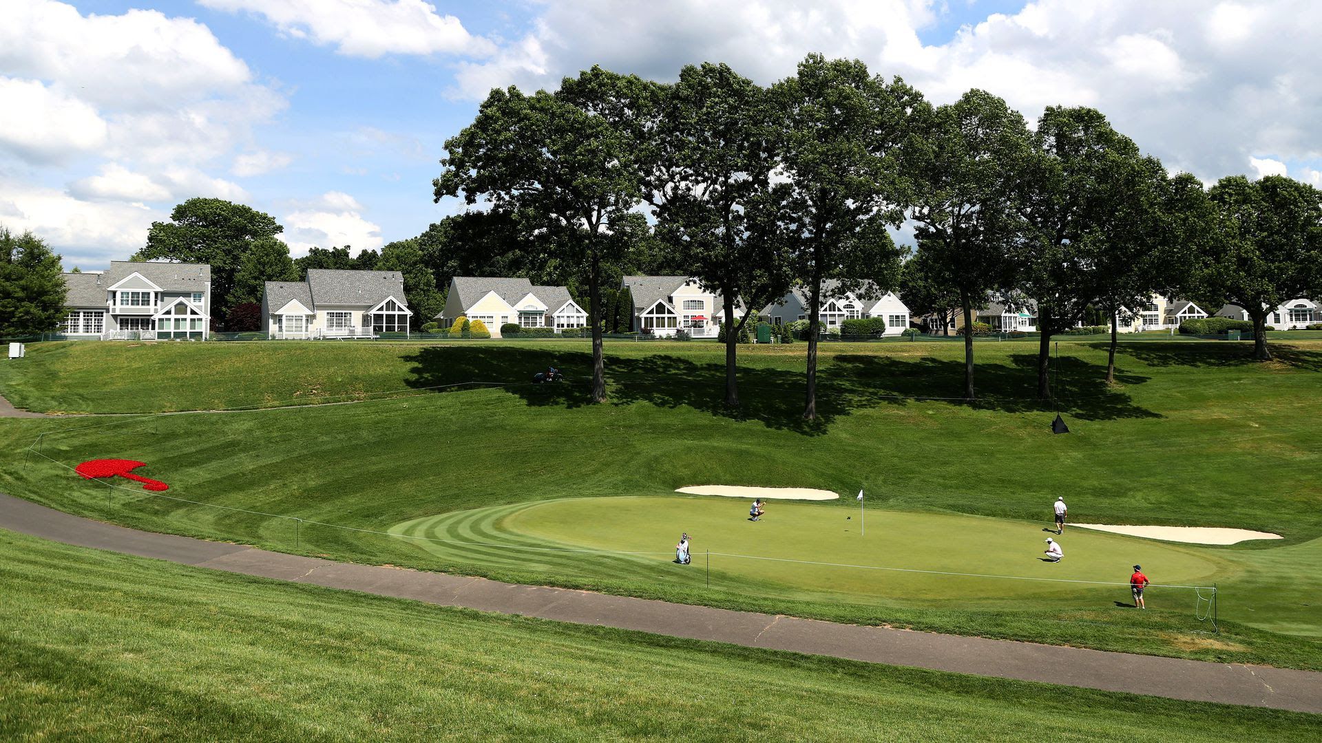The 18th green during a practice round for the Travelers Championship on Wednesday