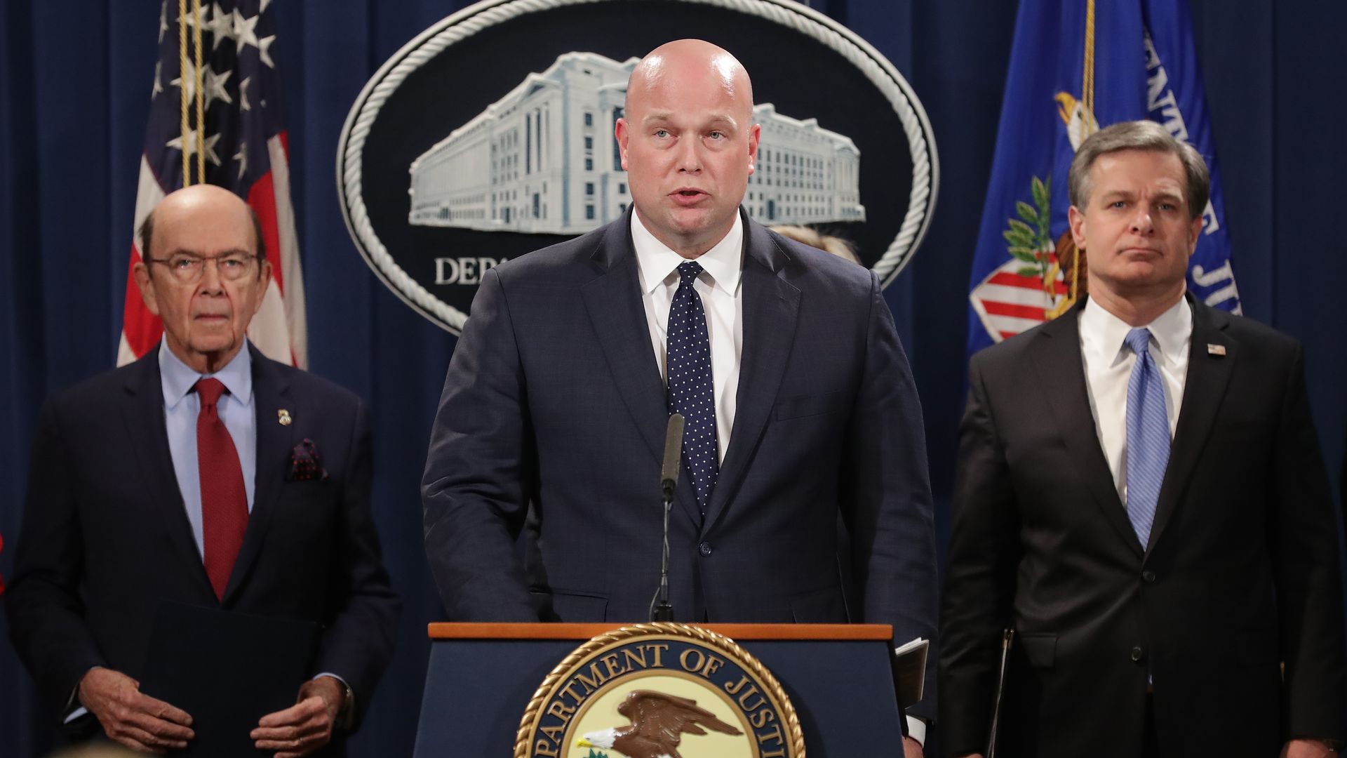 Matt Whitaker with Wilbur Ross and Chris Wray
