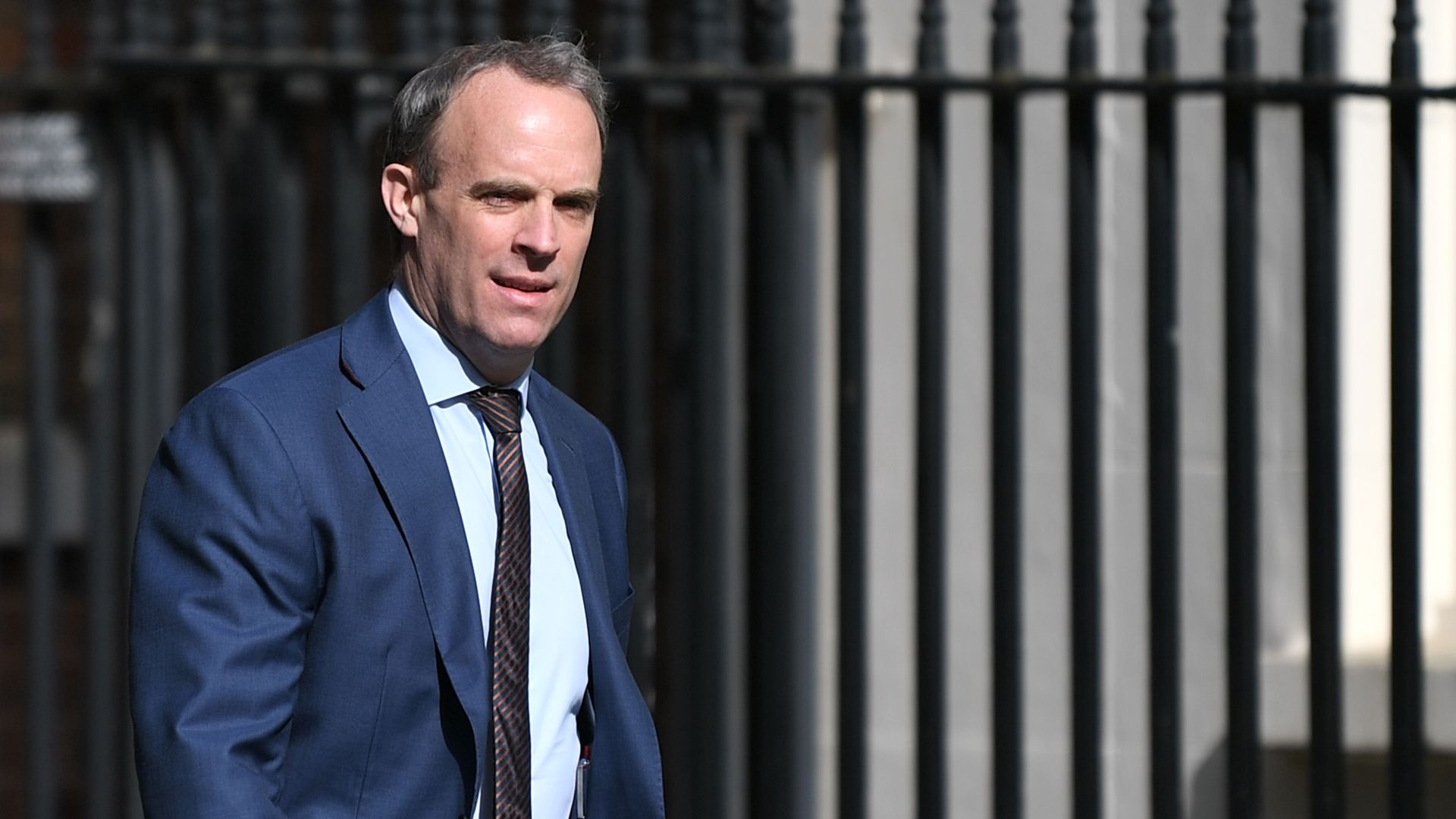 Britain's Foreign Secretary Dominic Raab arrives in Downing Street