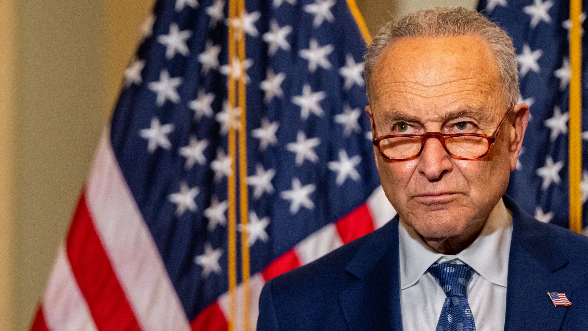 Sen. Majority Leader Chuck Schumer (D-NY) looks on during a news conference after the Senate luncheons in the U.S. Capitol on June 22, 2022 in Washington, DC. 