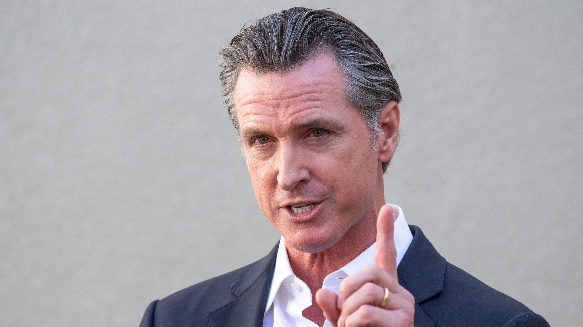 Gavin Newsom takes questions during a press conference on COVID-19 vaccination and housing for homeless veterans at the West Los Angeles VA Medical Center in Los Angeles on Wednesday, November 10