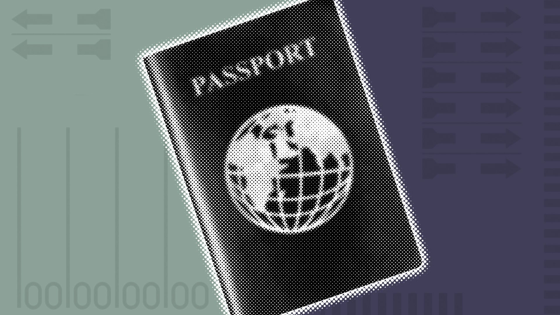 An illustration of a passport surrounded by ballot imagery.