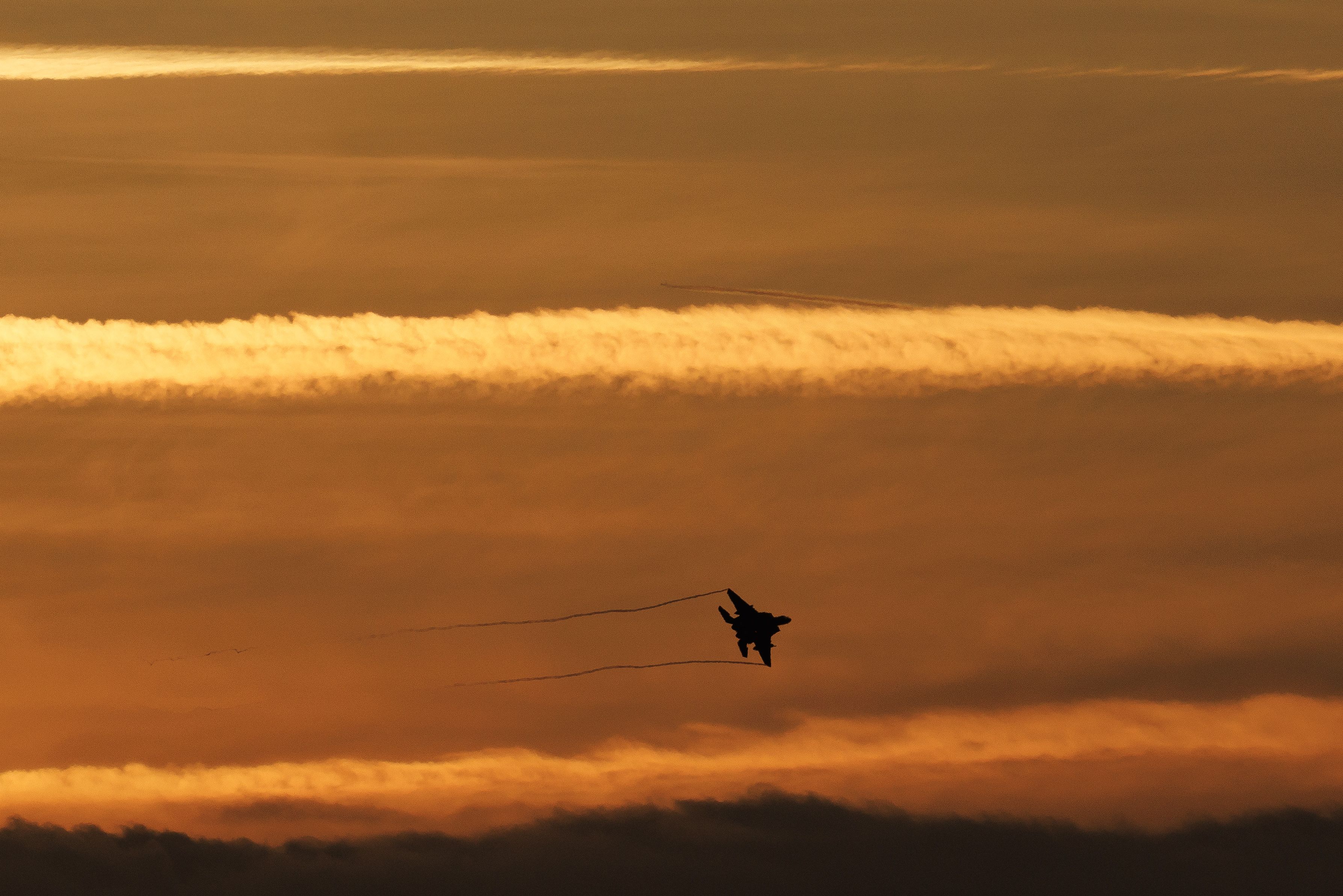 An F-15 takes off from RAF Lakenheath in the U.K. on Jan. 7, 2026.