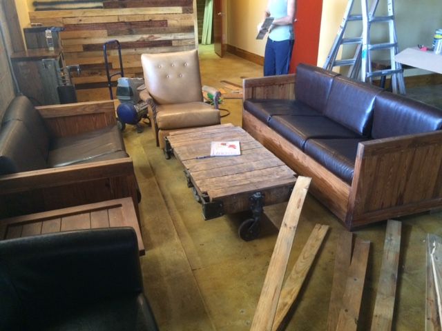 sofa lounge red clay ciderworks