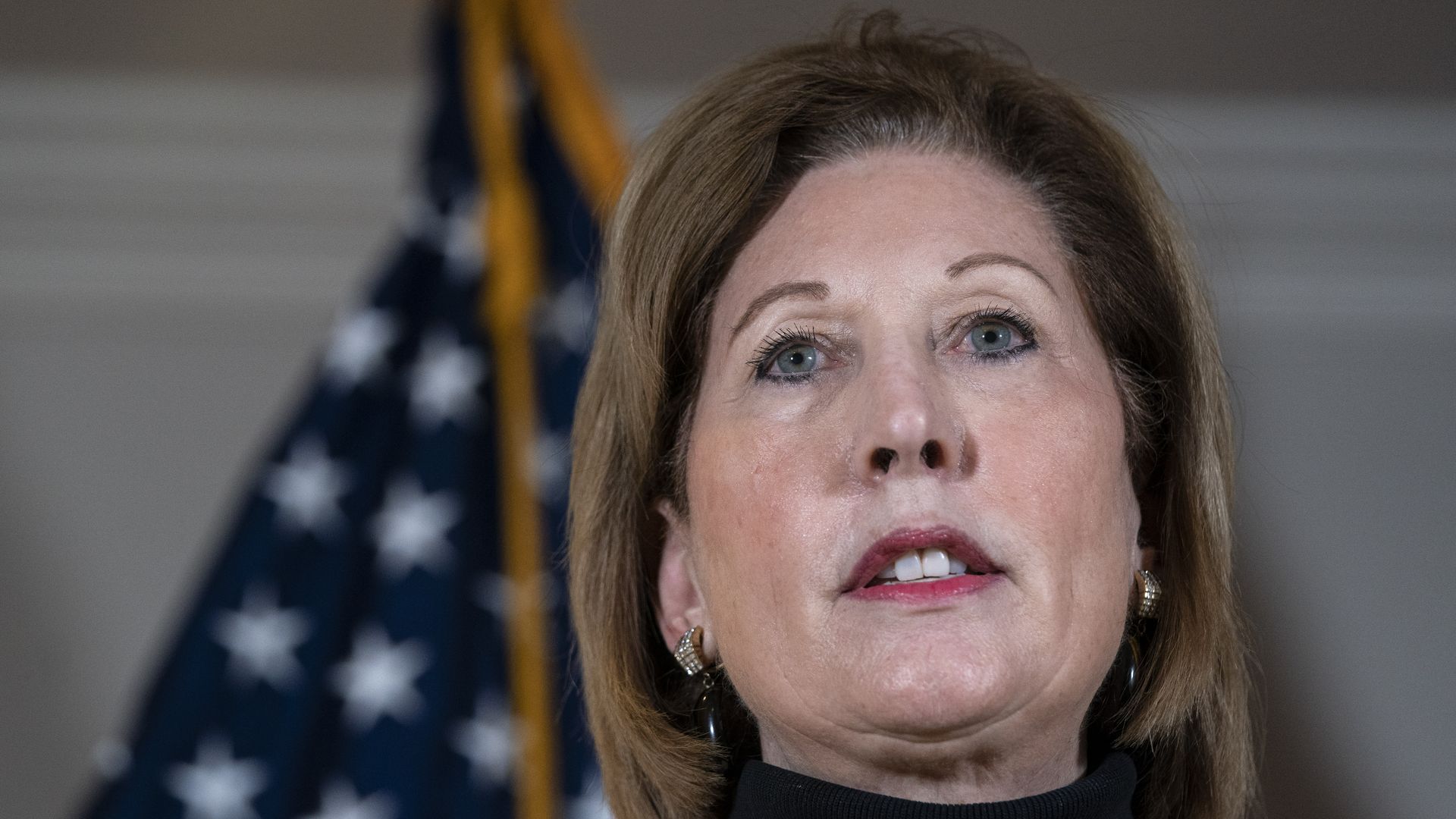 Attorney Sidney Powell speaks to the press about various lawsuits related to the 2020 election, inside the Republican National Committee headquarters on November 19, 2020 in Washington, DC.