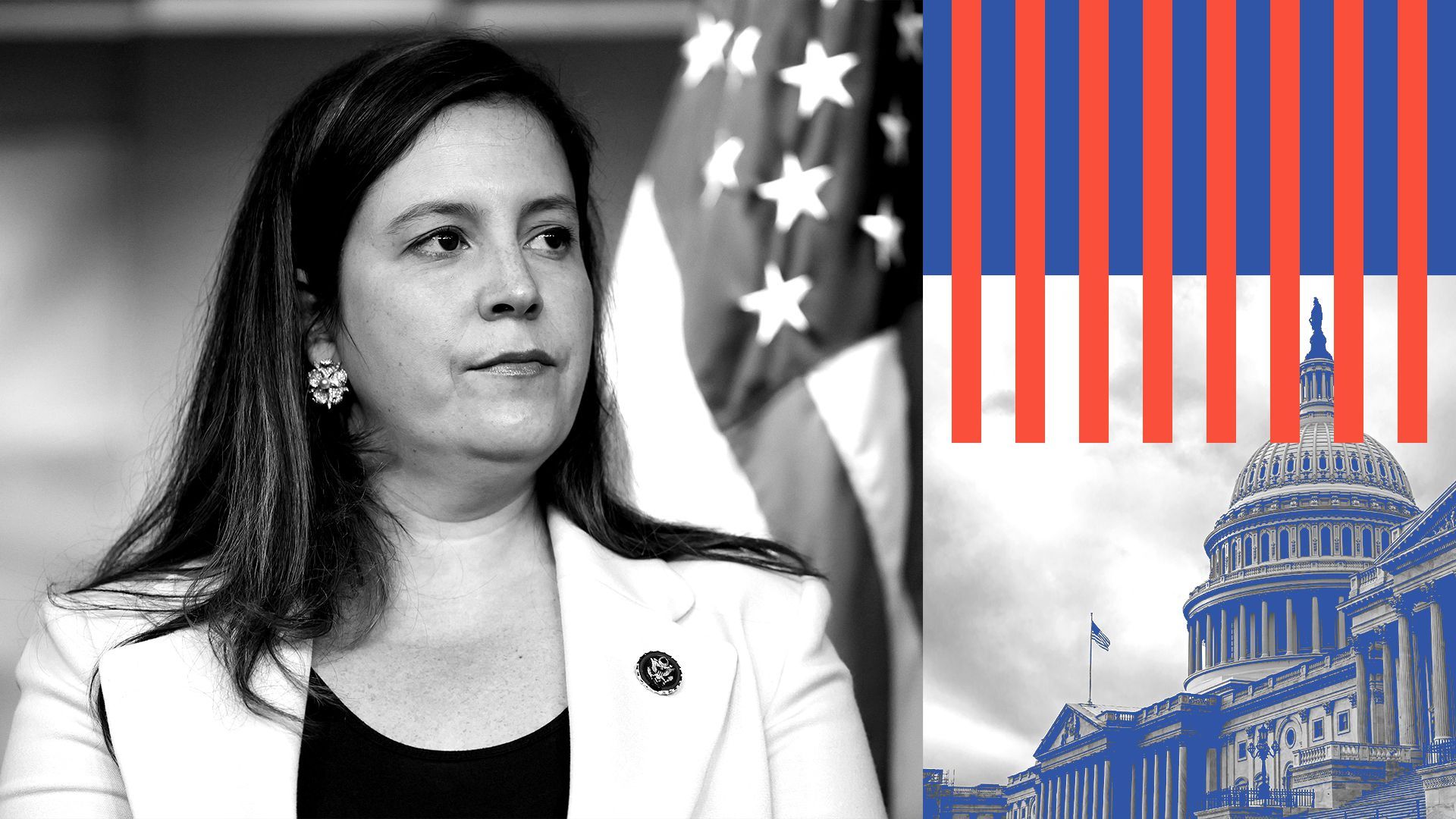 Photo illustration of Rep. Elise Stefanik (R-N.Y.) and the US Capitol.