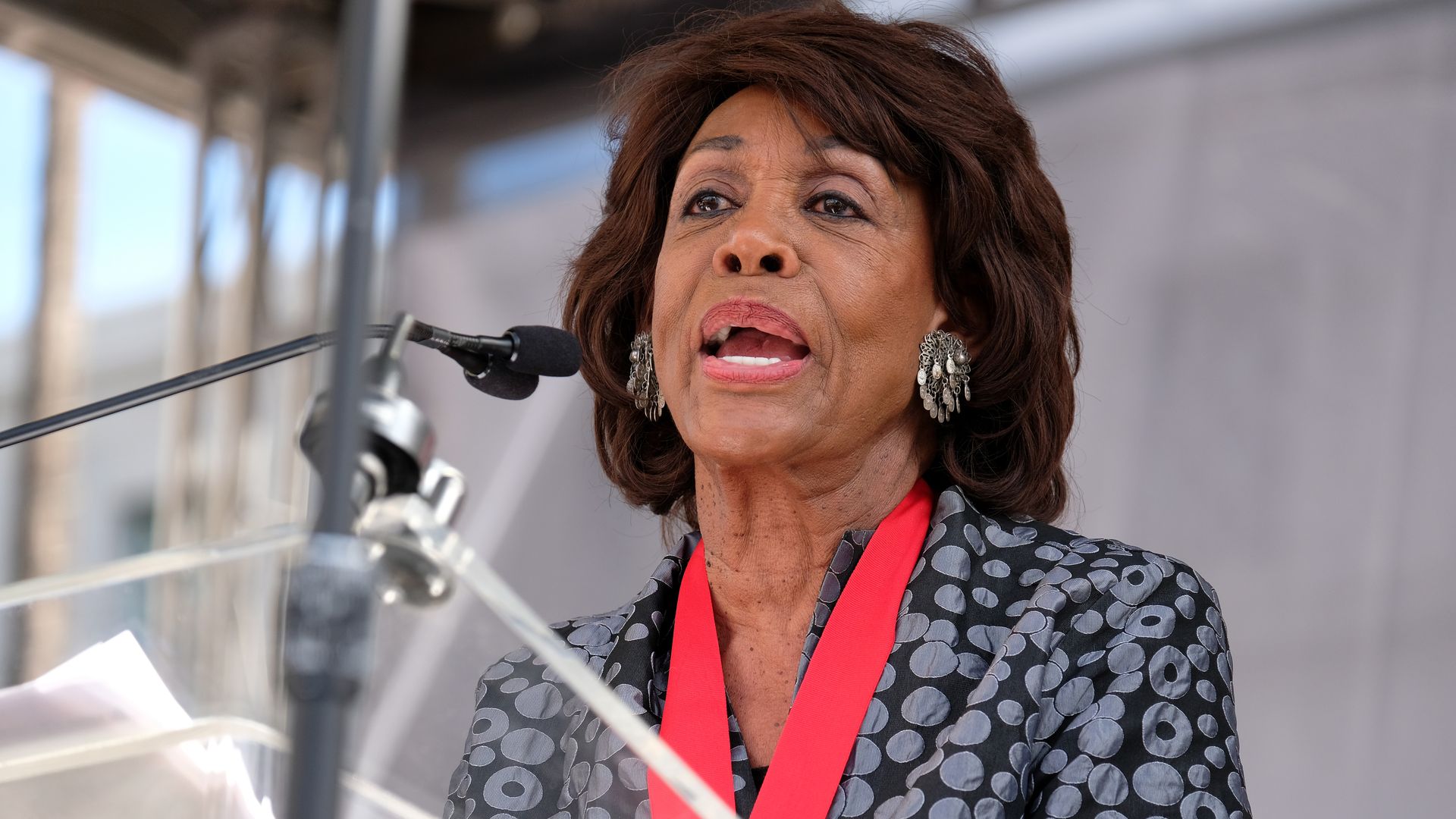 Congresswoman Maxine Waters speaks at the 4th Annual Women's March LA: Women Rising at Pershing Square on January 18, 2020 in Los Angeles, California.