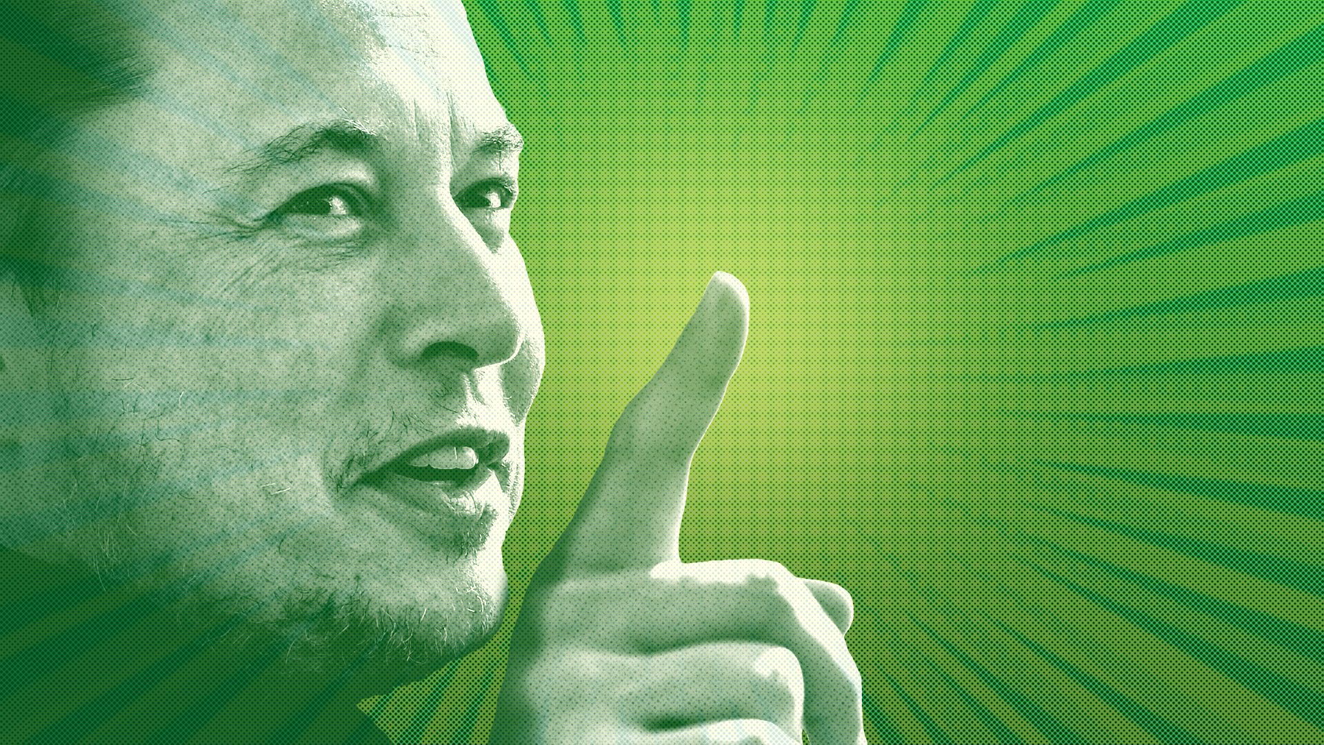 Photo illustration of Elon Musk stylized as a comic book character