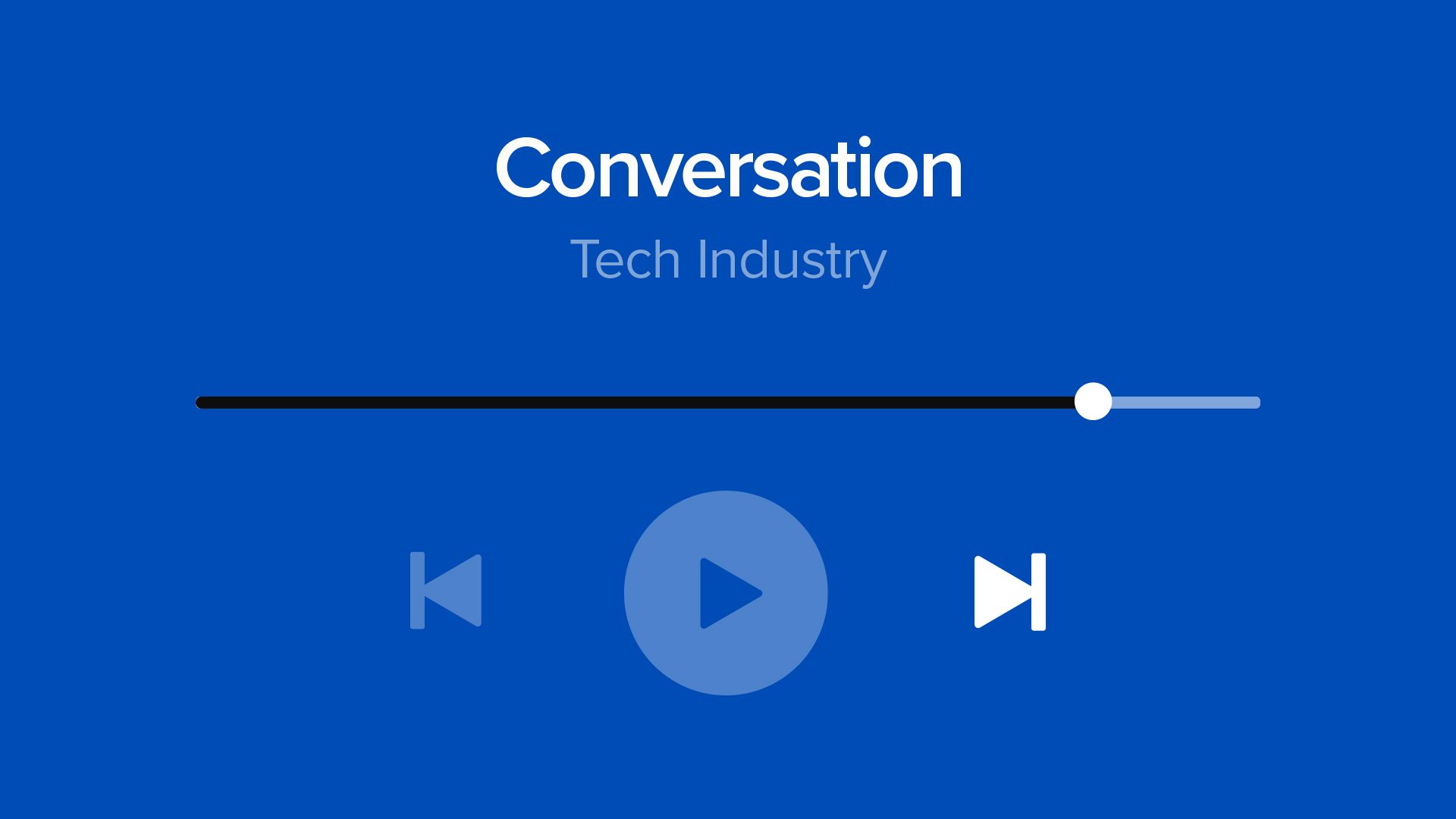 Illustration of “tech conversation” as a song being skipped