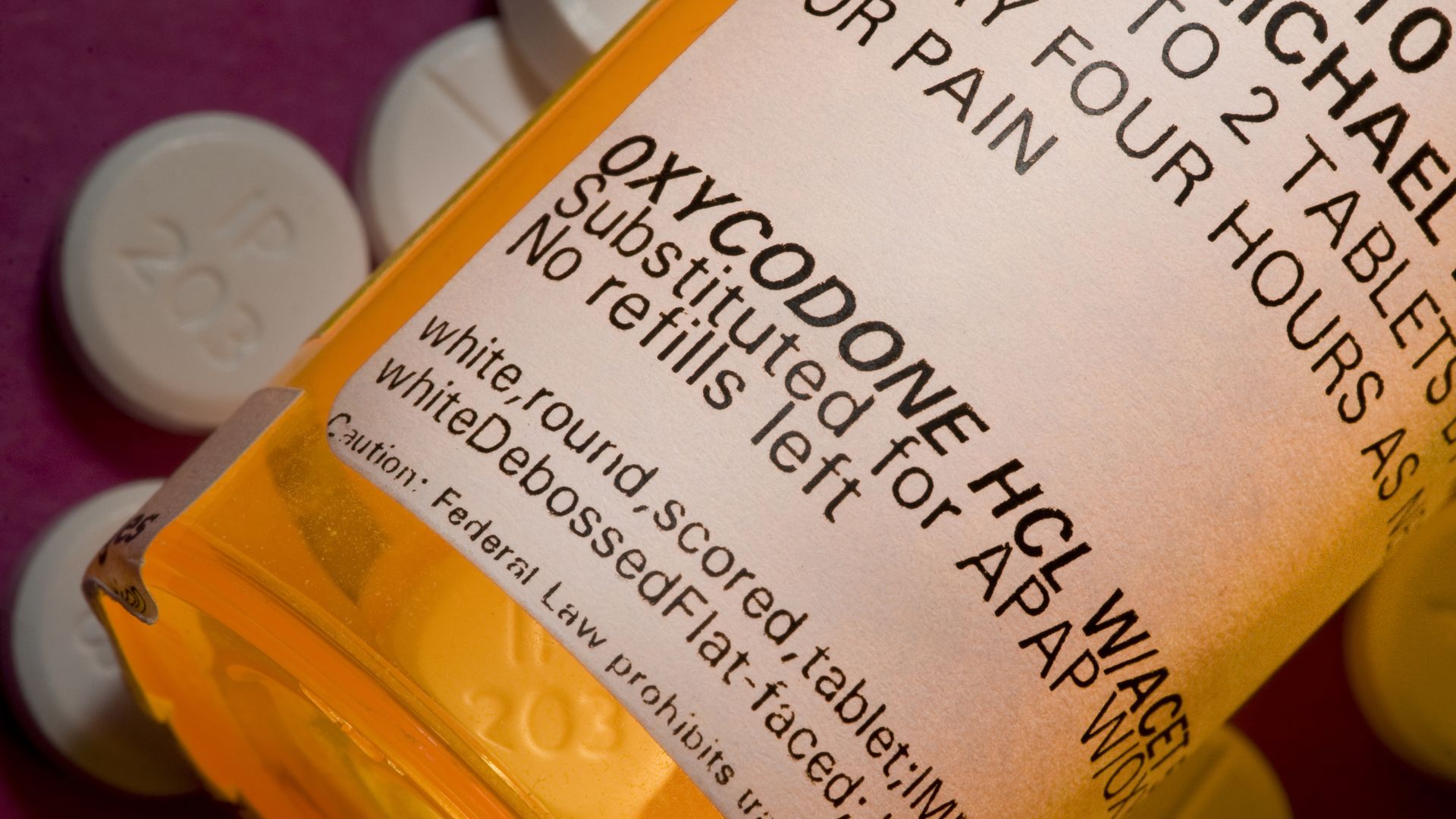 A prescription bottle for Oxycodone