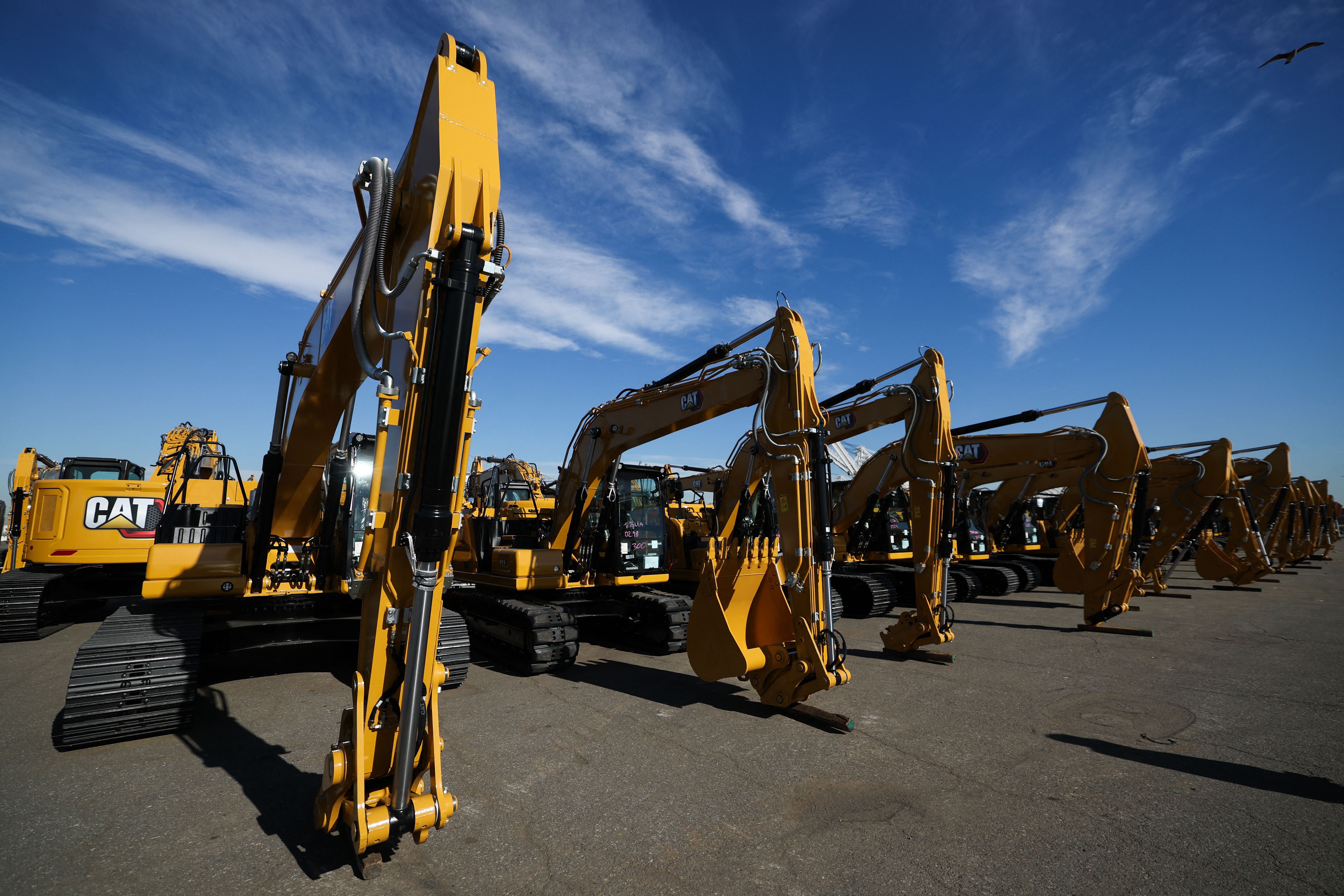 Caterpillar equipment waiting to be shipped