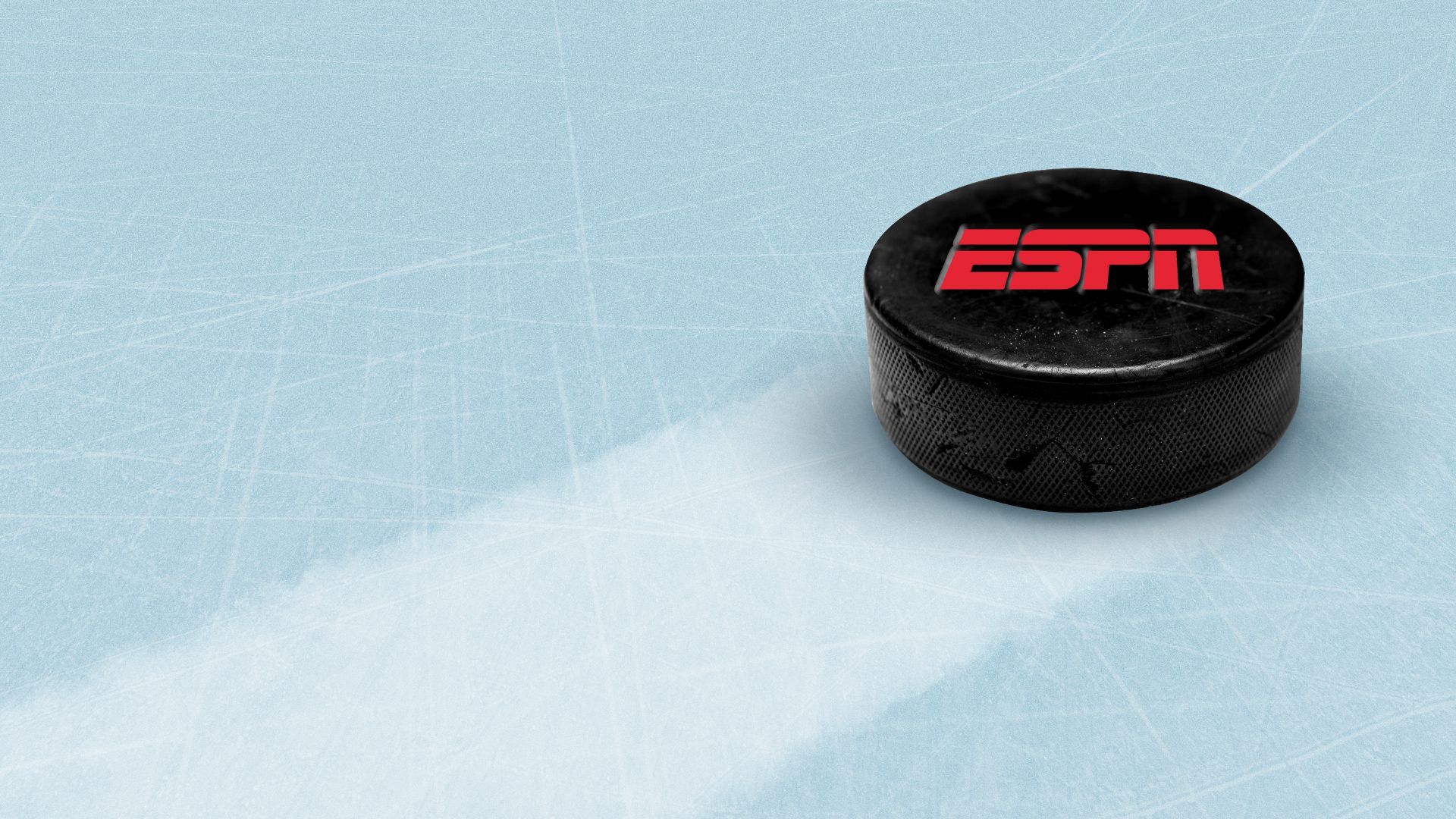 Illustration of a hockey puck with the ESPN logo on it sliding across the ice.