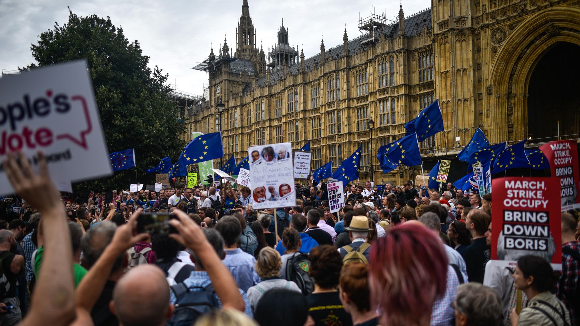 Protestors outside Westminster