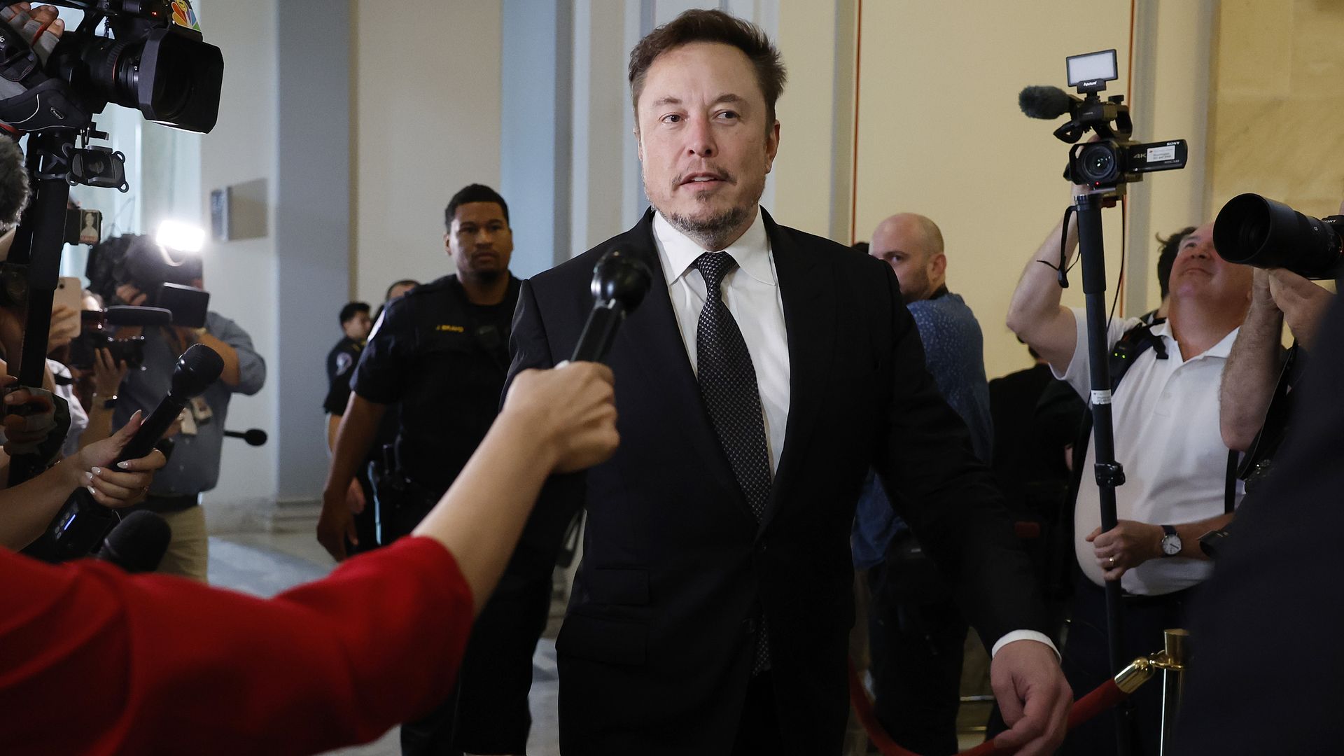 X's Elon Musk arrives on Capitol Hill last week. 