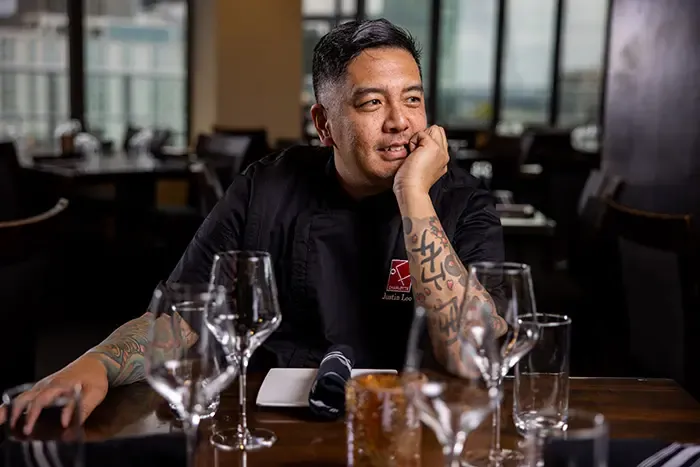 Charlotte, NC - February 17, 2022 - Fahrenheit’s new Executive Chef Justin Loo4 of his platesPhotographed in Charlotte, NC on February 17th 2022. Photo by Peter Taylor