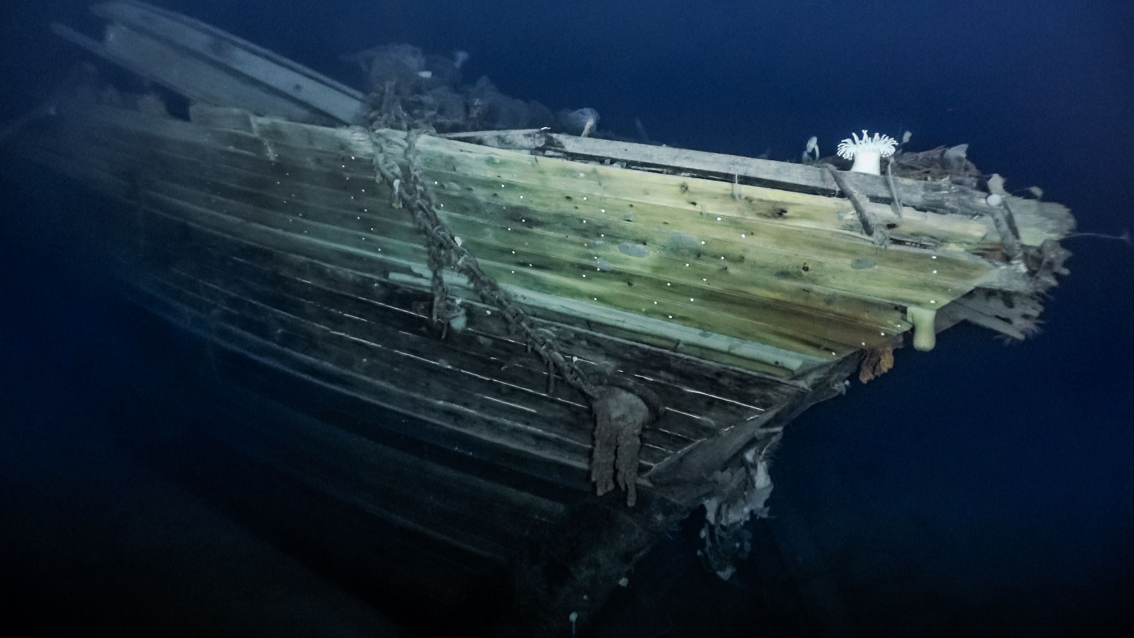 The starboard bow of the 144-foot Endurance