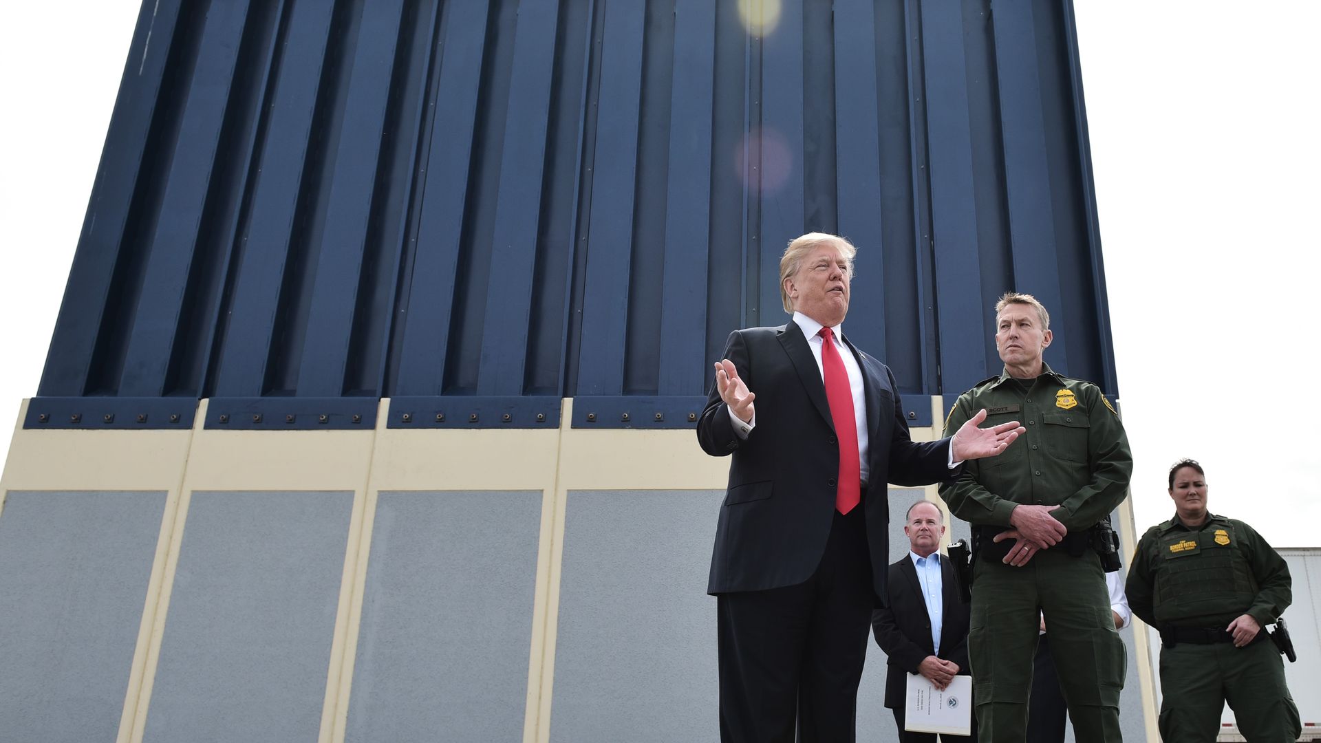 Trump in front of border wall prototype