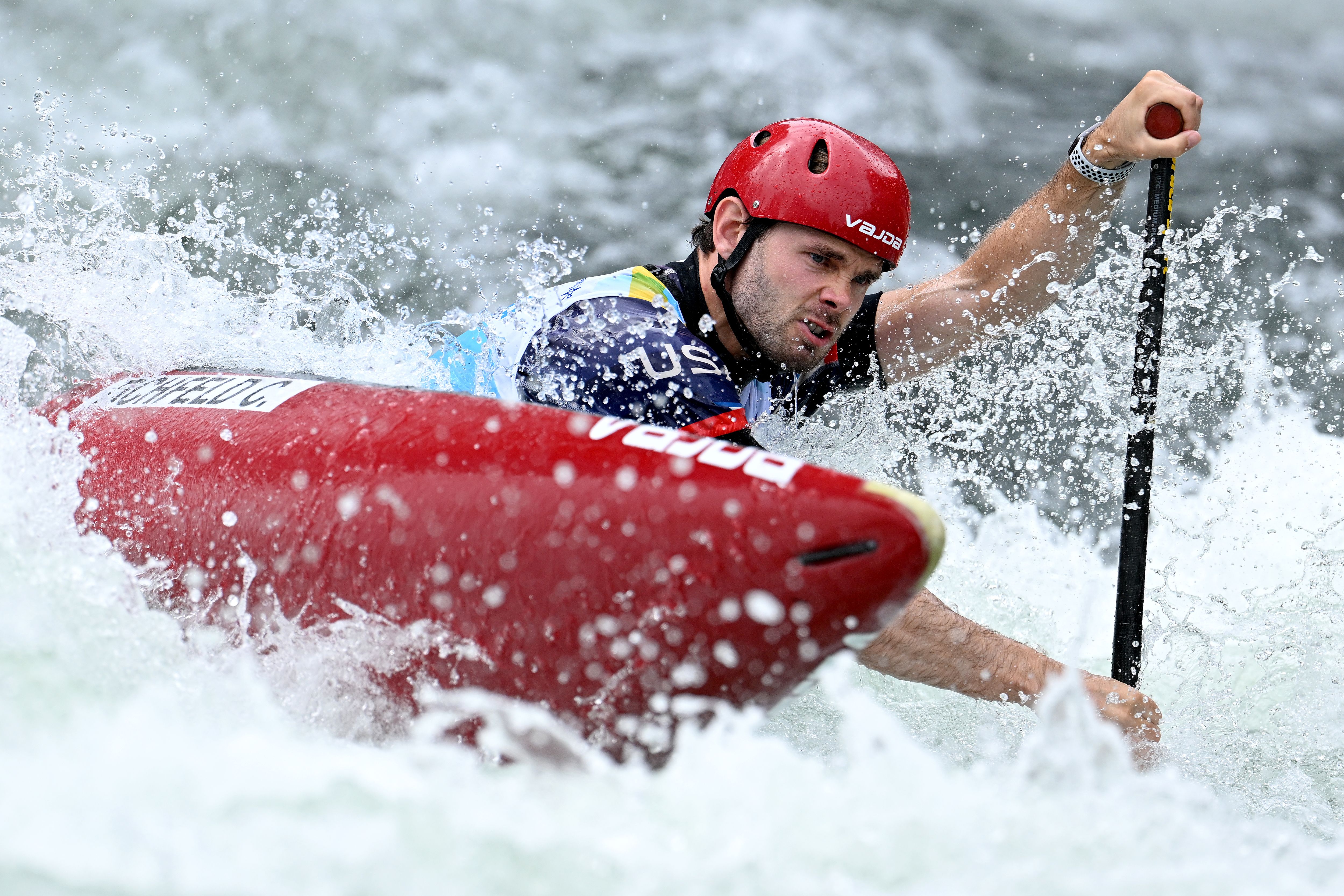  Casey Eichfeld of Team United States competes in the Men's Canoe Slalom Heats 1st Run during day th of the 2022 ICF Canoe Slalom World Championships on July 29, 2022 in Augsburg, Germany. (Photo by Matthias Hangst/Getty Images)