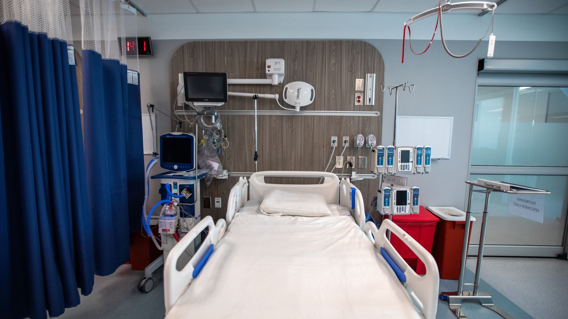 A medical bed at a facility in Azusa, CA.