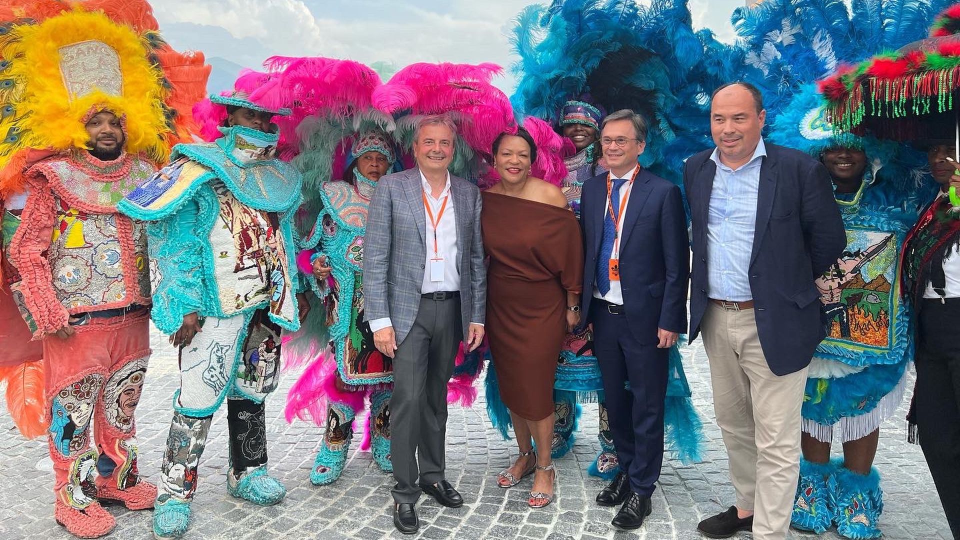 Photo shows Mayor Cantrell and other dignitaries in Switzerland