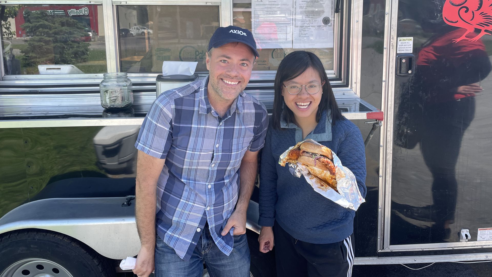 Jason and Linh before eating at Chicken Heat.