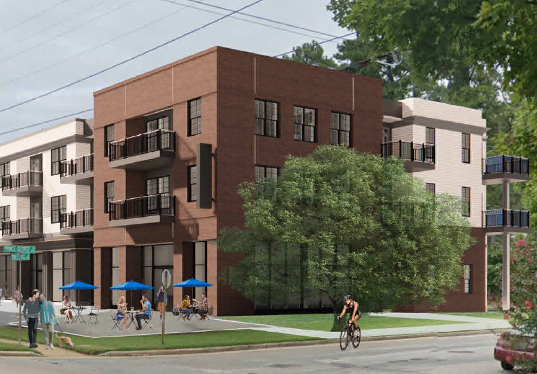 a rendering of a corner building 