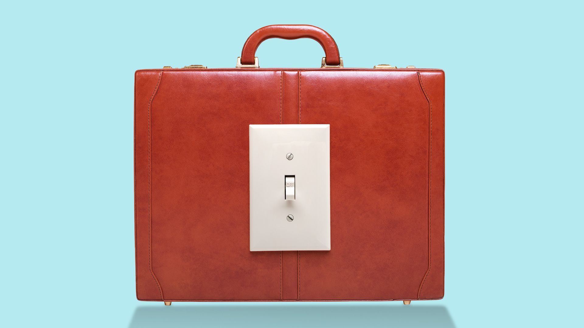 Illustration of a briefcase with an on off switch
