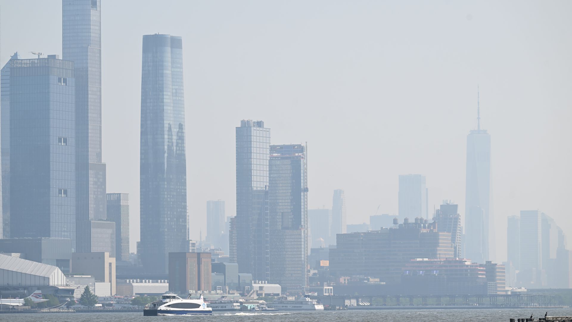 A view of hazy sky which wildfires in Canada impacts and reduces air quality in New York, United States on May 30.