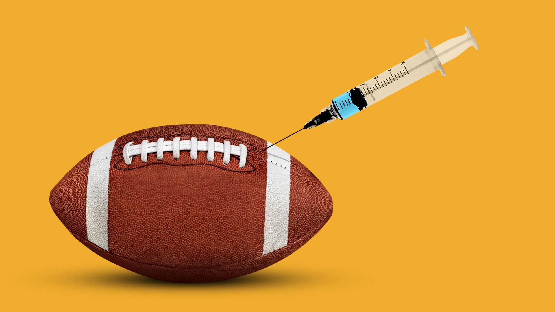 Illustration of a football with a syringe injecting it