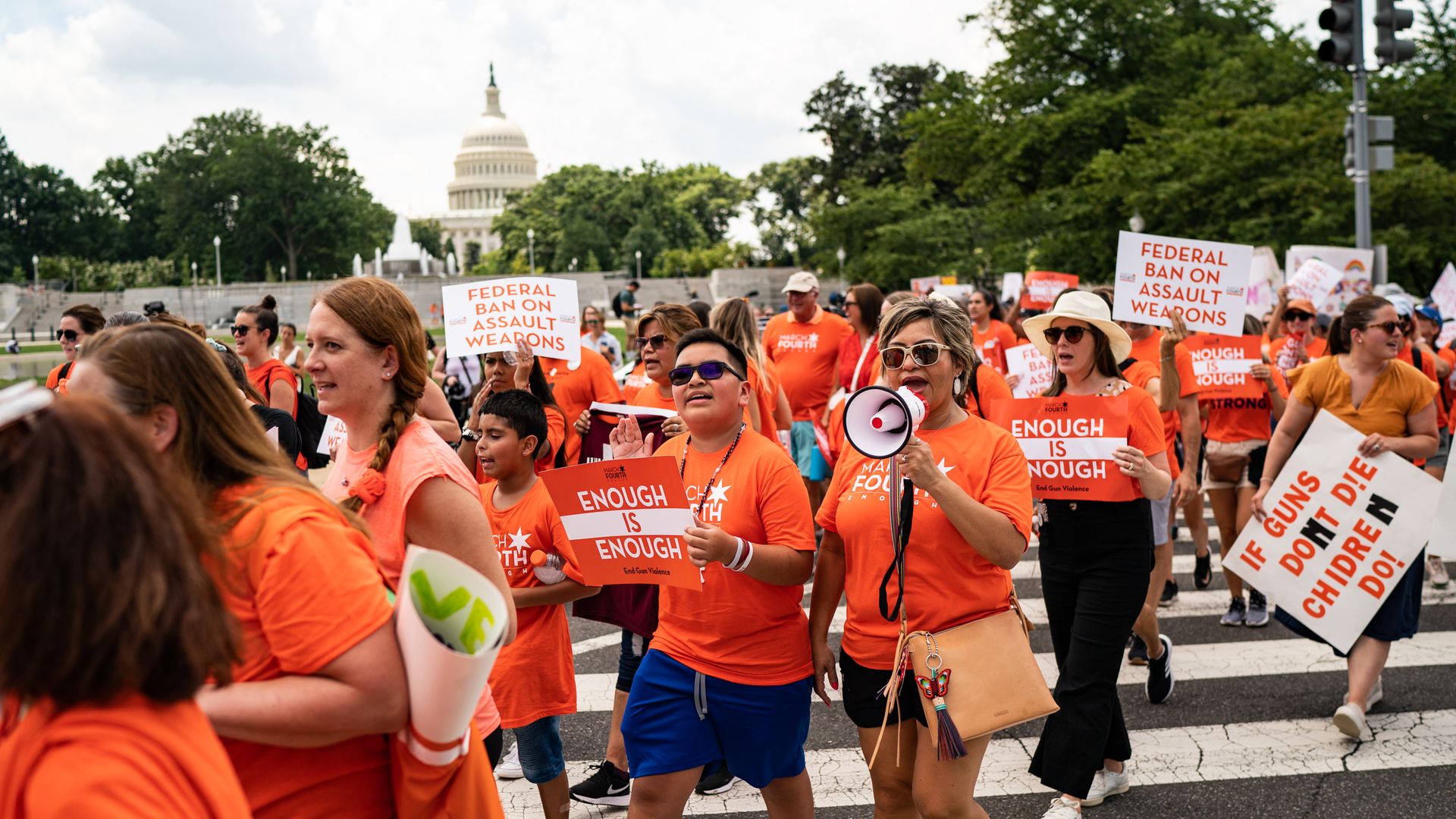 Activist, family and friends of the victims of the Highland Park and Uvalde mass shootings rallied near the U.S. Capitol Hill in Washington, D.C