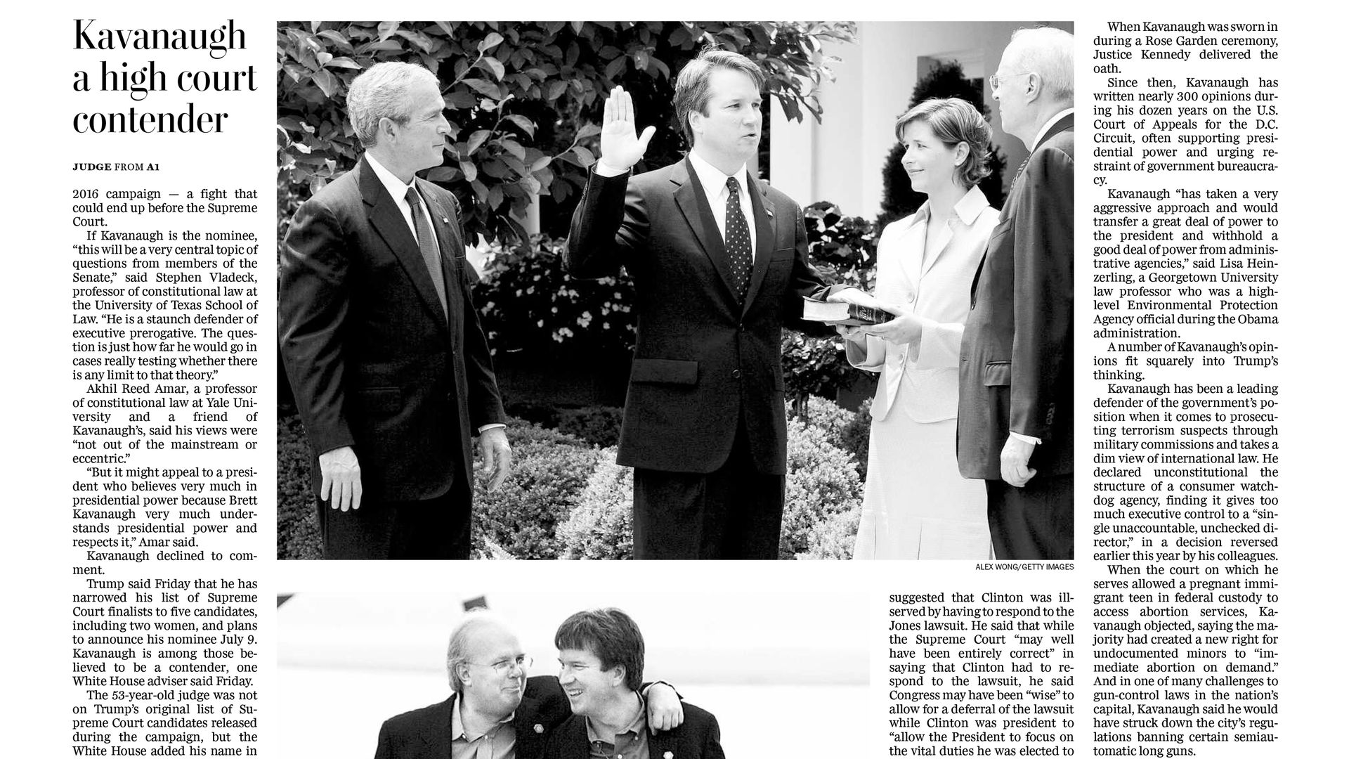 Brett Kavanaugh with George W. Bush and Karl Rove.