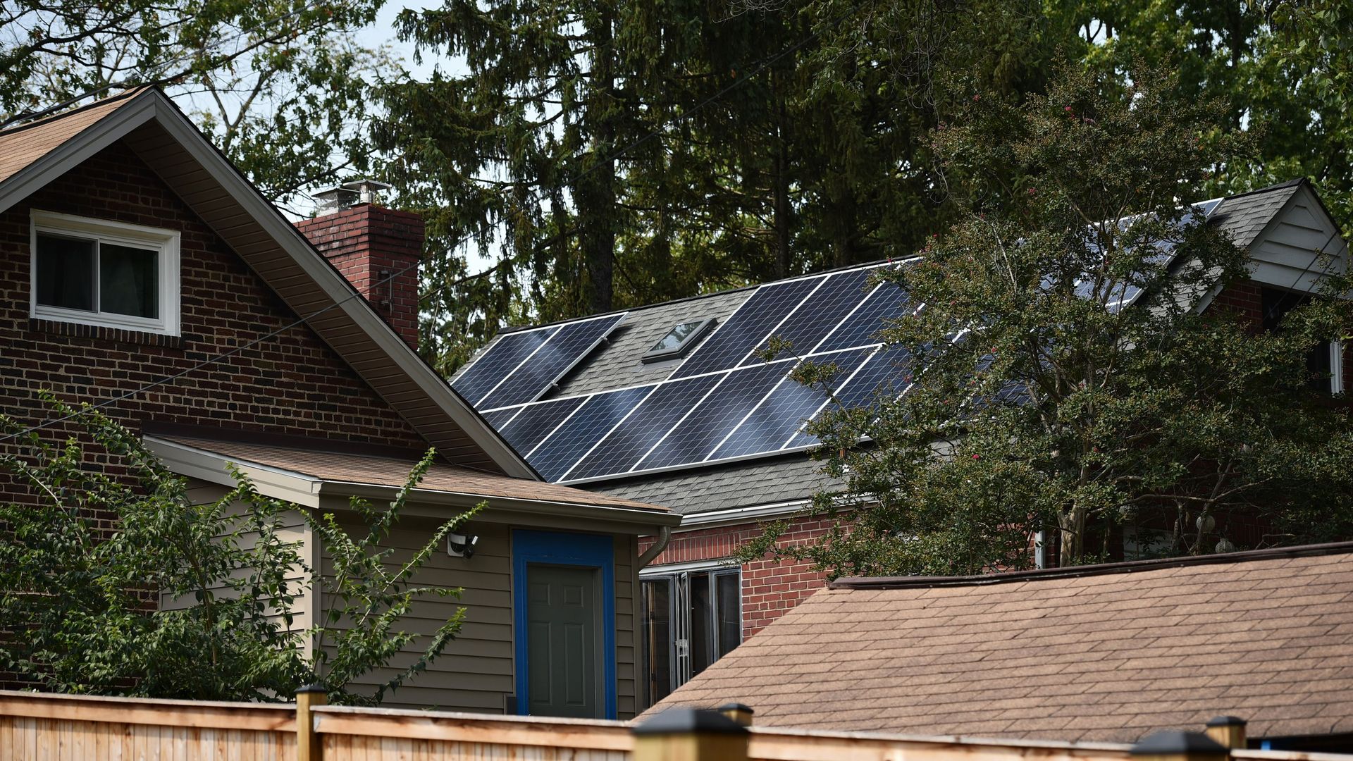 Solar panels on a D.C. house roof