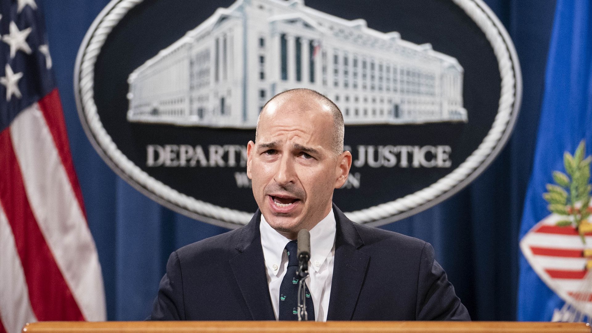 Michael Sherwin, Acting U.S. Attorney for the District of Columbia, speaks at a press conference to give an update on the investigation into the Capitol Hill riots on January 12