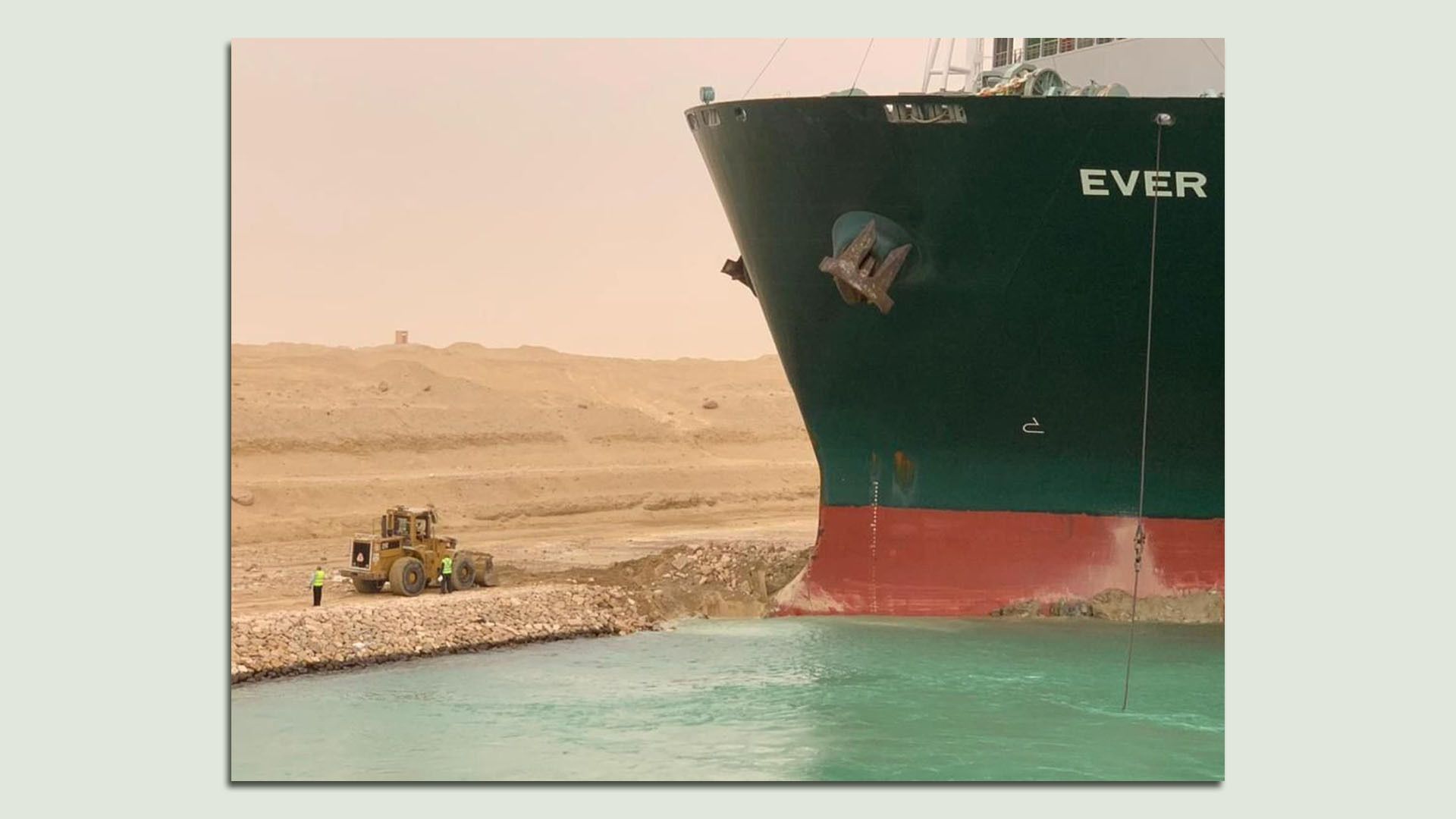 Photo of ship caught in Suez Canal