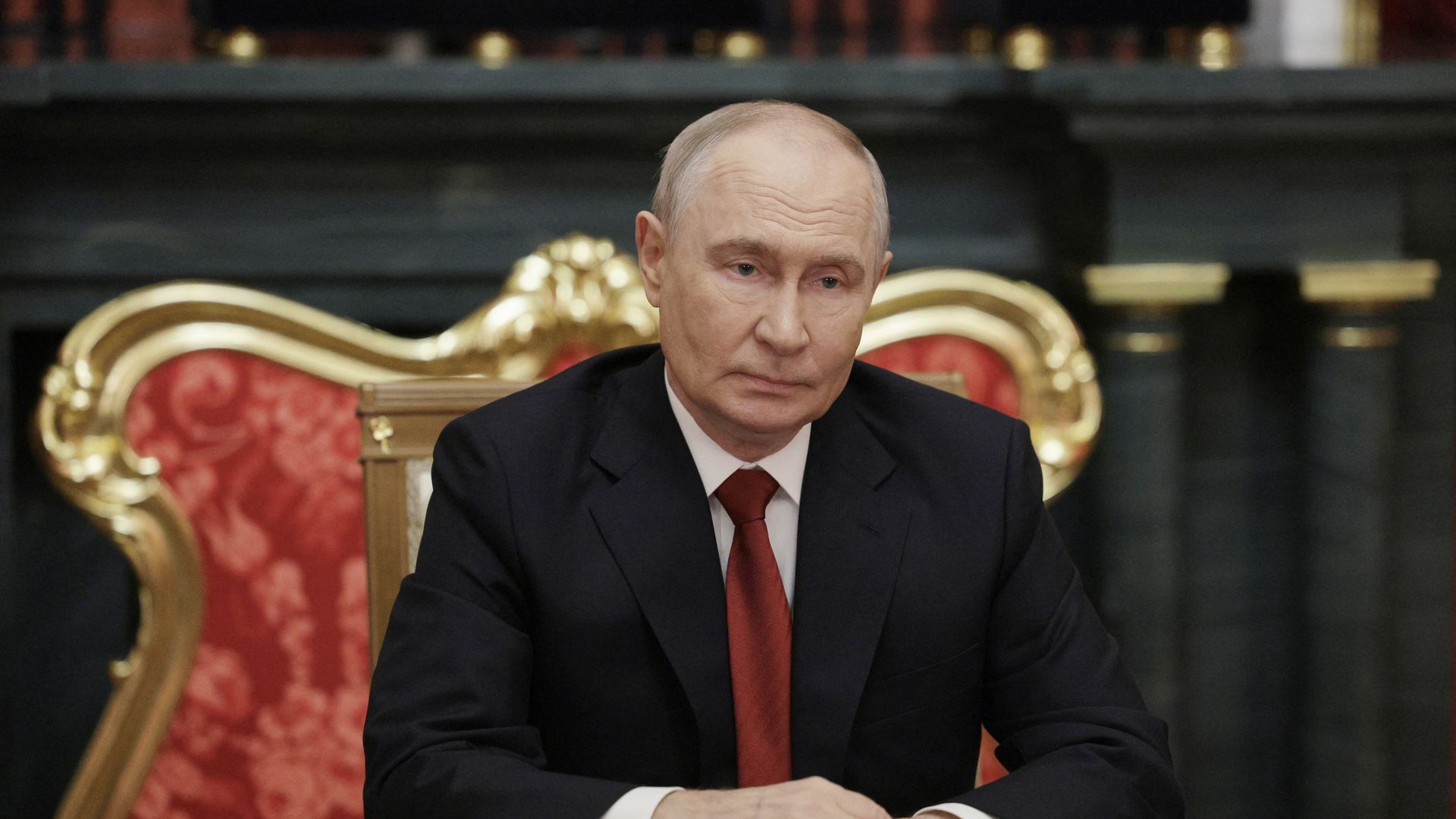 Russian President Vladimir Putin attends a meeting with White House envoys Steve Witkoff and Jared Kushner in Moscow on Sept. 5.