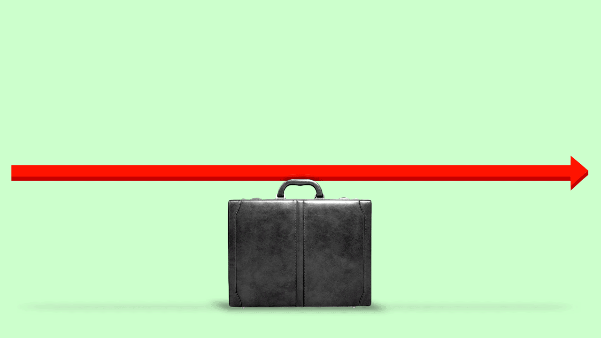 GIF of an arrow balancing on a briefcase