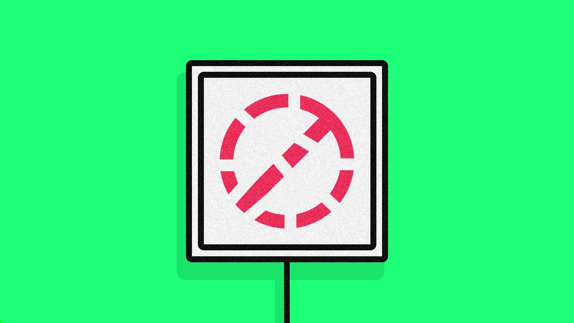 Illustration of a no symbol broken apart