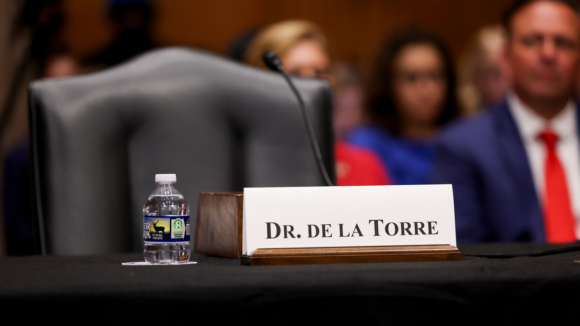 An empty seat where the CEO of Steward Health Systems was supposed to testify