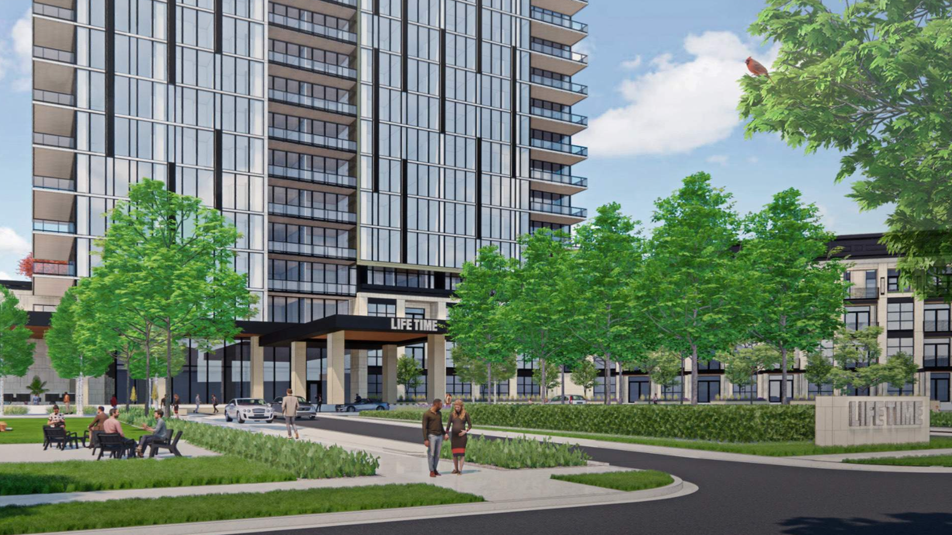 A rendering of Life Time's tower