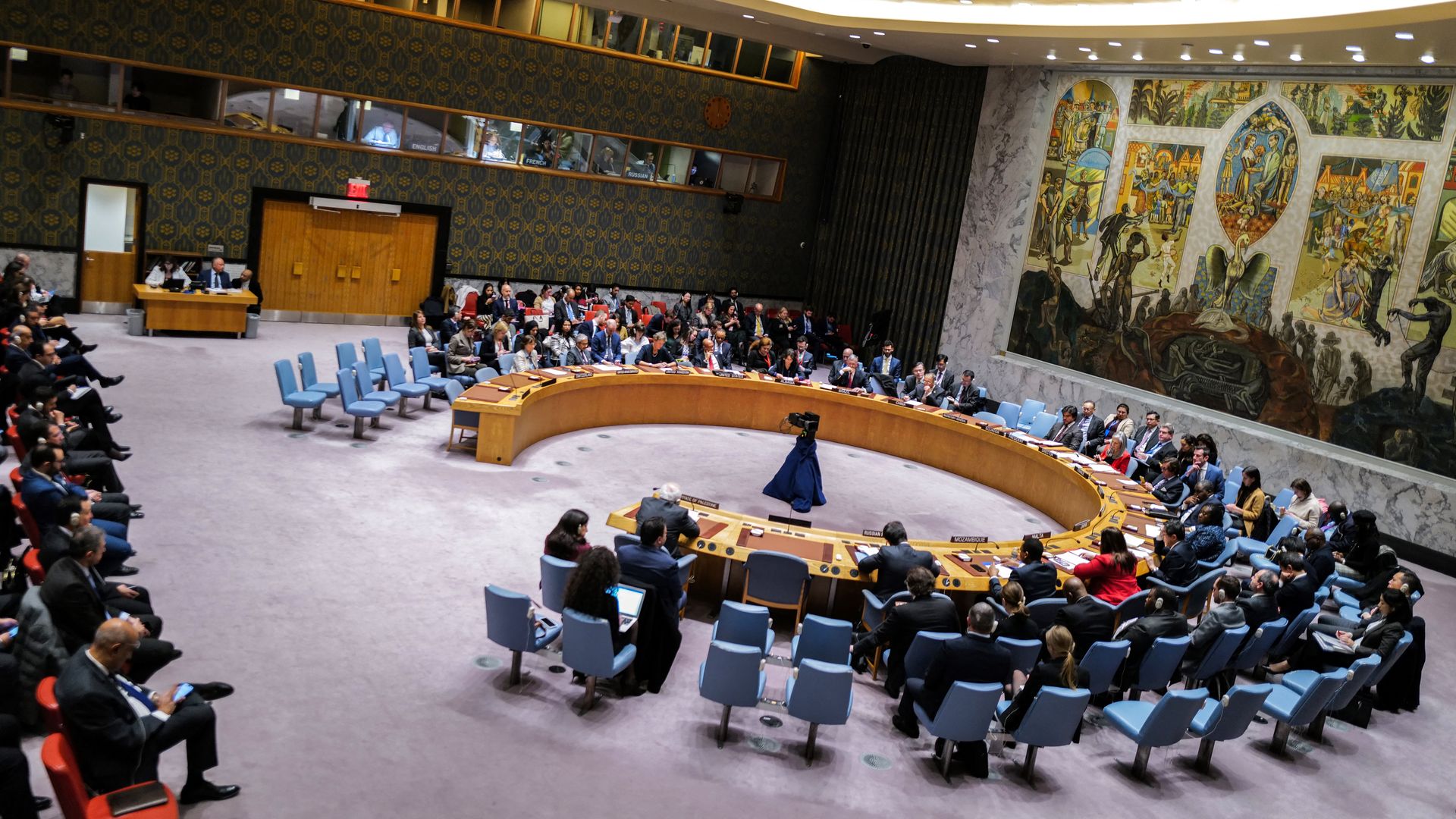 A general view shows the United Nations Security Council after the vote about a ceasefire in Gaza at UN headquarters in New York on December 8, 2023. 