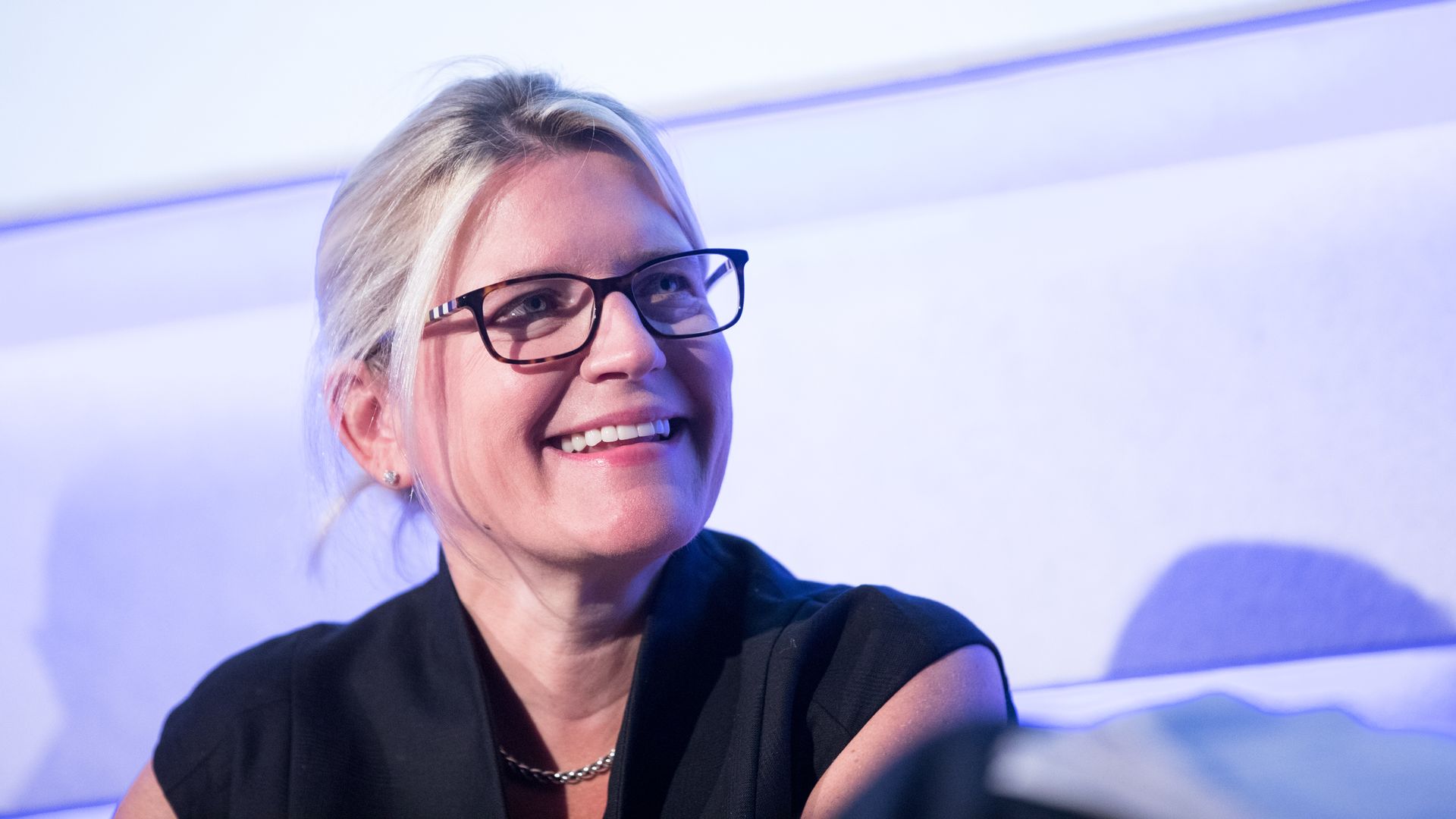 Joanna Geraghty, president and chief operating officer of JetBlue Airways Corp., speaks during a panel session at the World Aviation Festival in London, U.K., on Thursday, Sept. 5, 2019. 