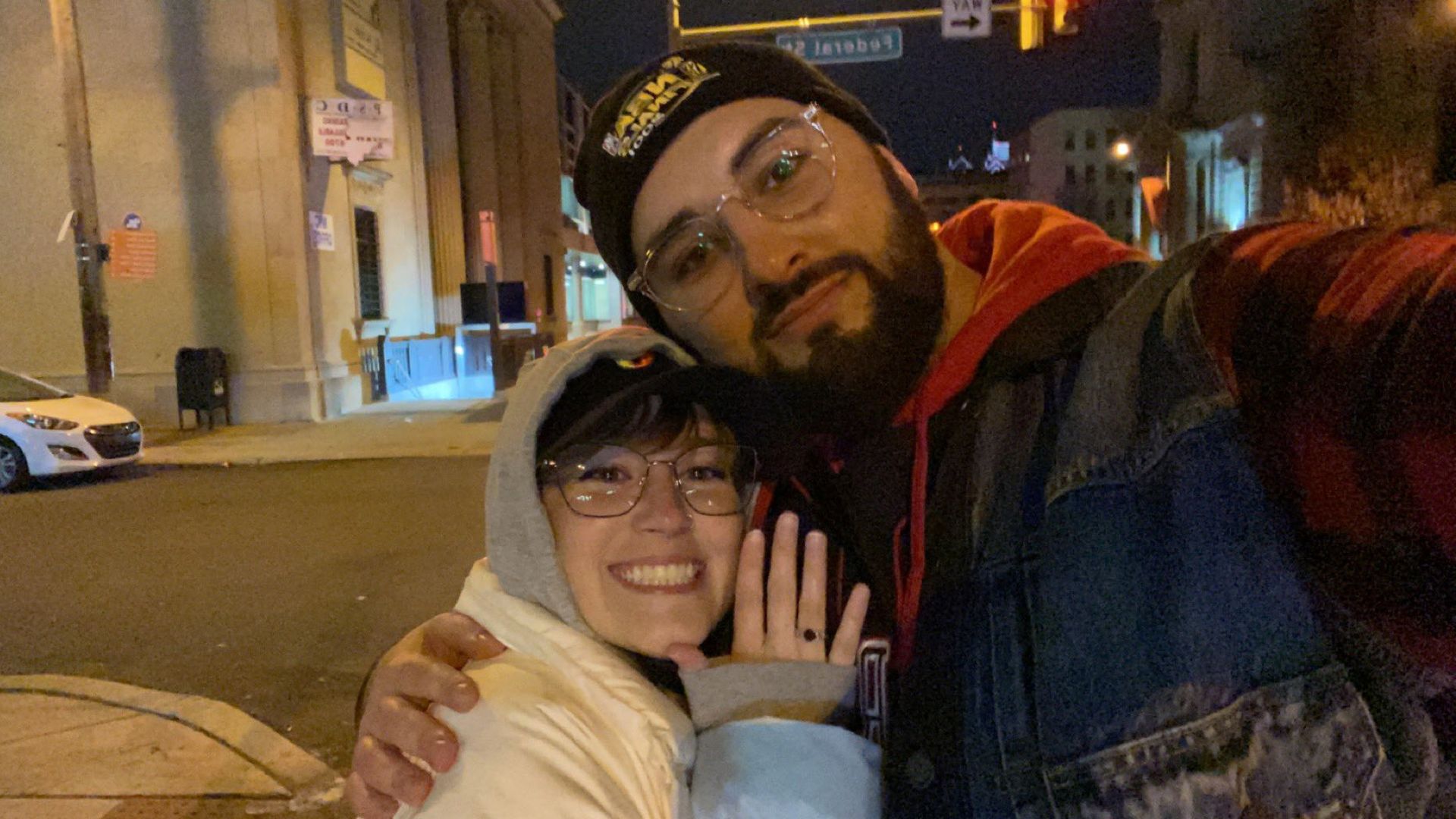 A newly engaged couple