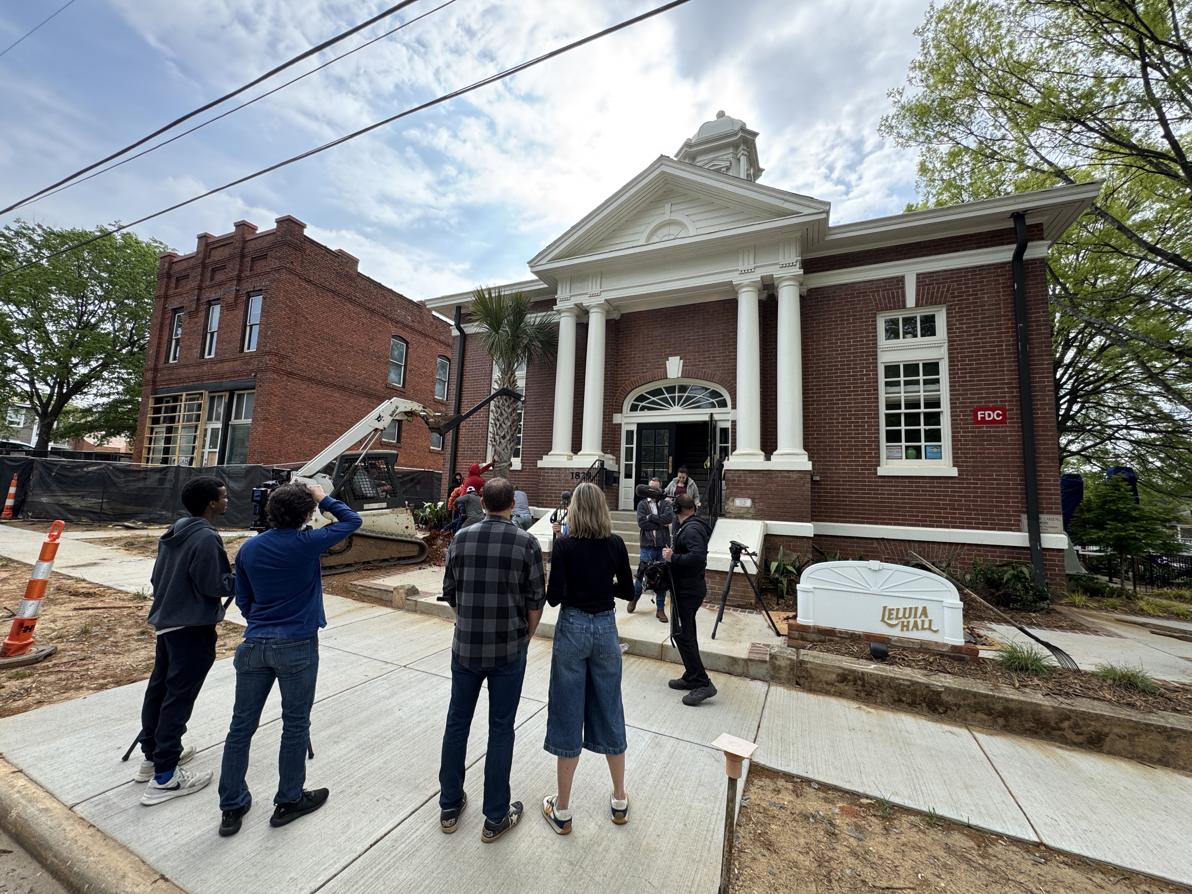 film crews outside the restaurant