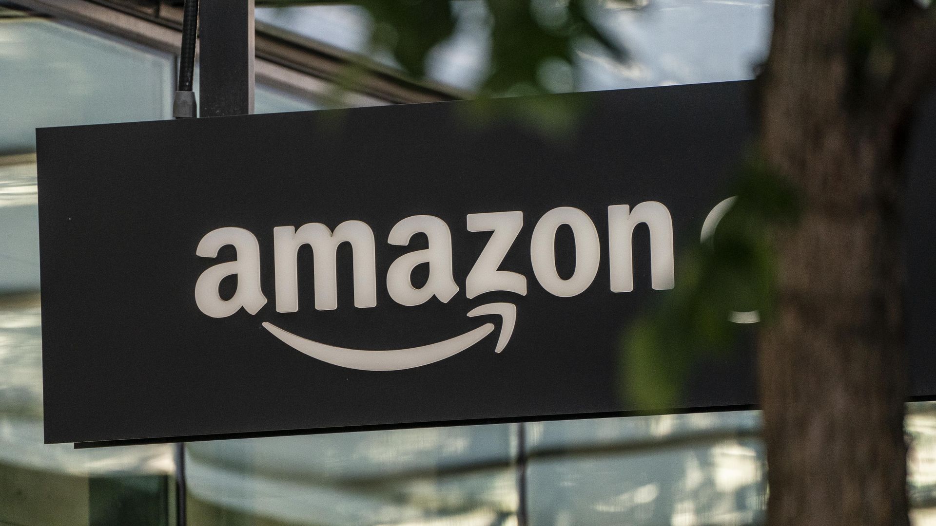 Photo of the Amazon logo on a sign.