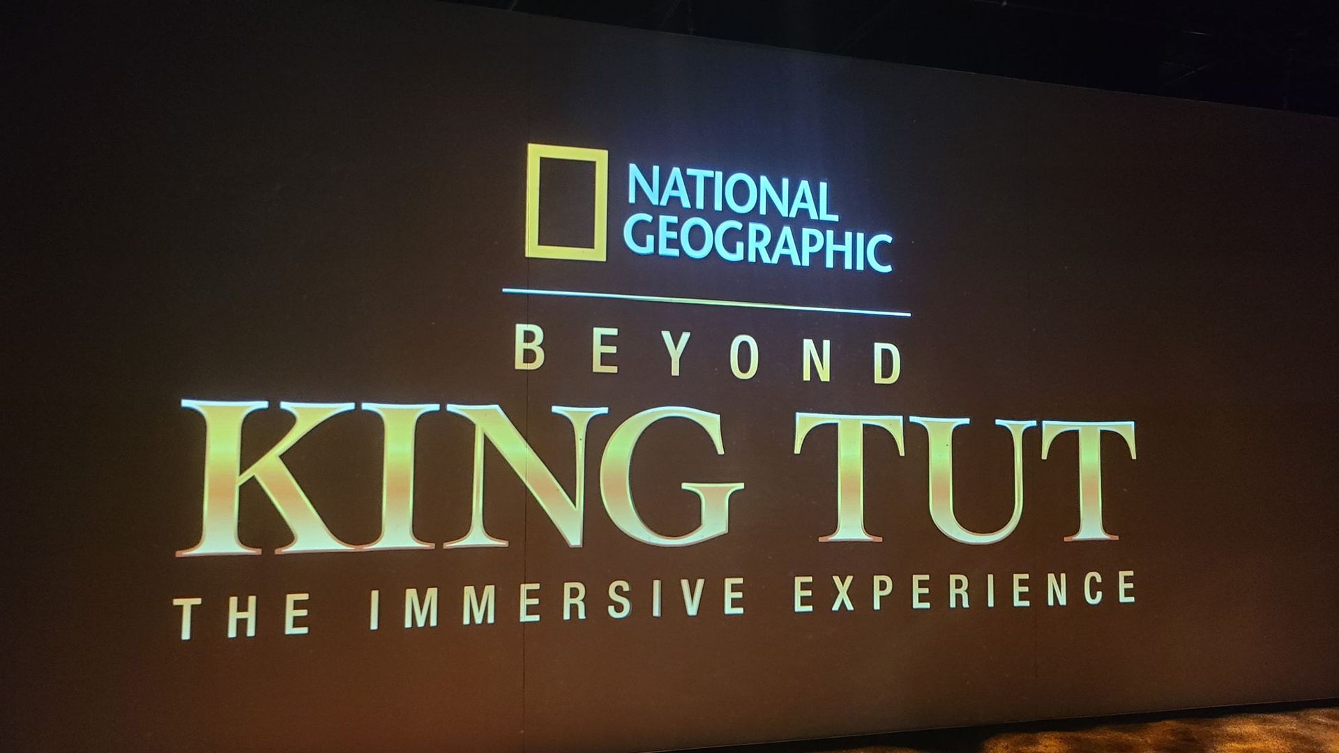 A screen displaying the exhibit name "Beyond King Tut"