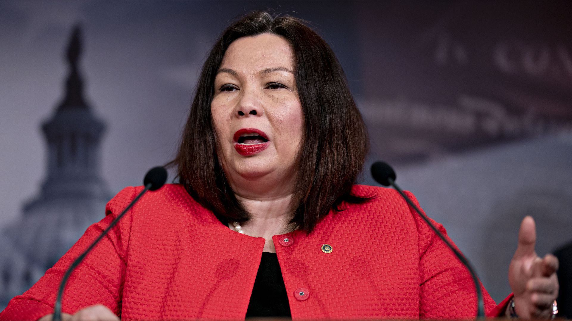 Senator Tammy Duckworth, a Democrat from Illinois, speaks during a news conference at the U.S. Capitol in Washington, D.C., U.S, on Thursday, Feb. 13, 2020. 