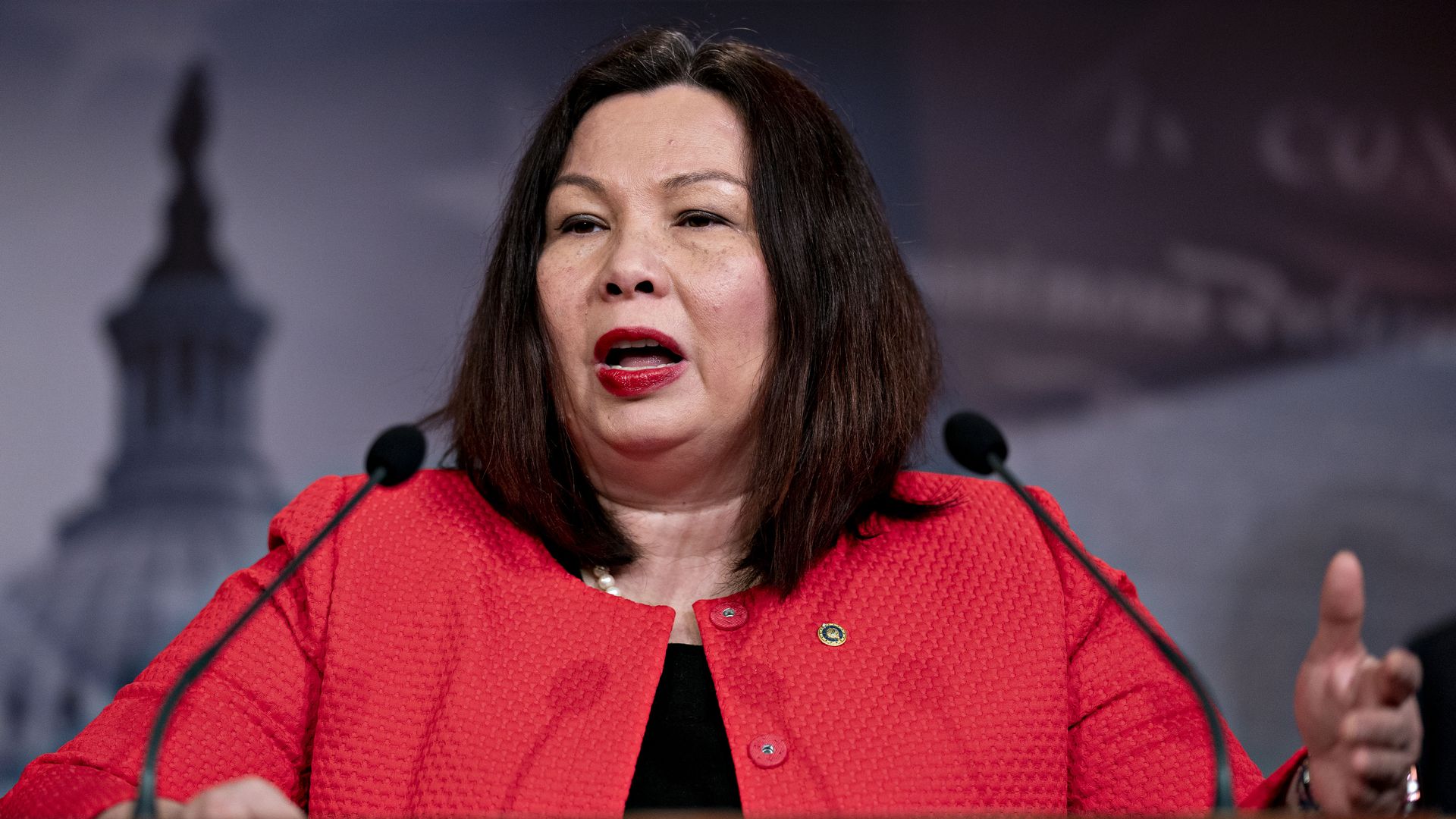 Senator Tammy Duckworth, a Democrat from Illinois, speaks during a news conference at the U.S. Capitol in Washington, D.C., U.S, on Thursday, Feb. 13, 2020.